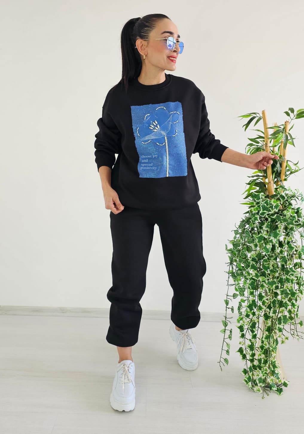 Pullu Oversize 3 İp Eşofman Takımı - SİYAH