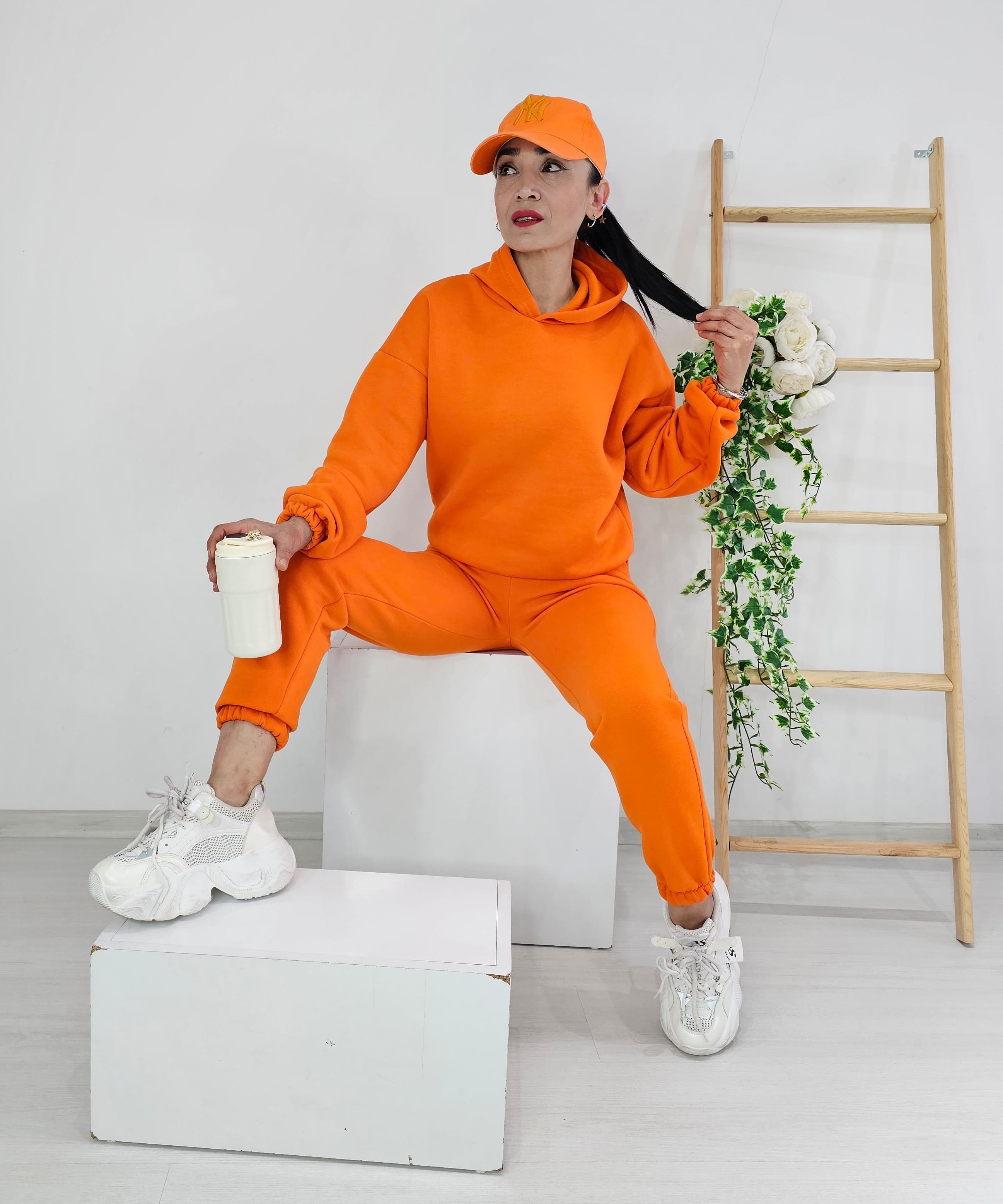 New 3 İp Şardonlu Eşofman Takımı  - ORANJ