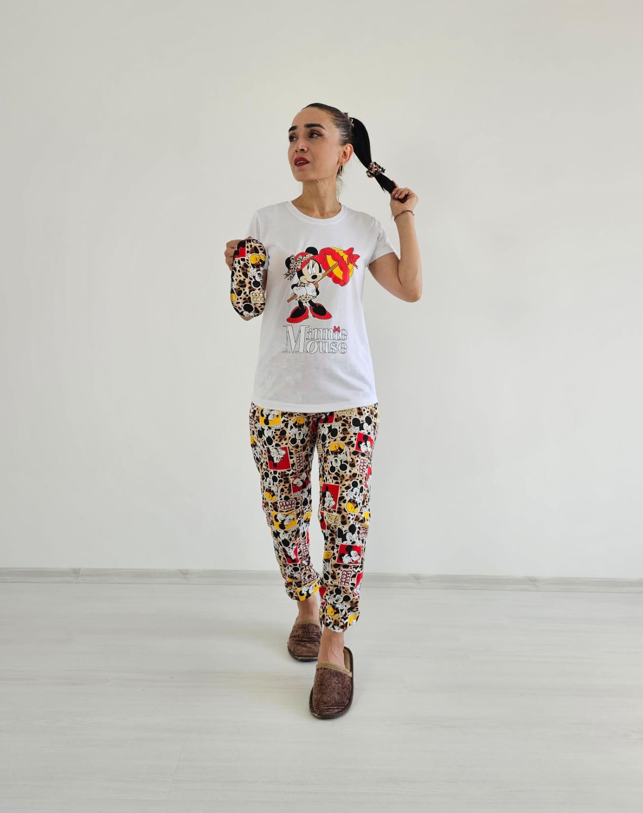 Şemsiye Mickey Pijama Takımı - BEYAZ