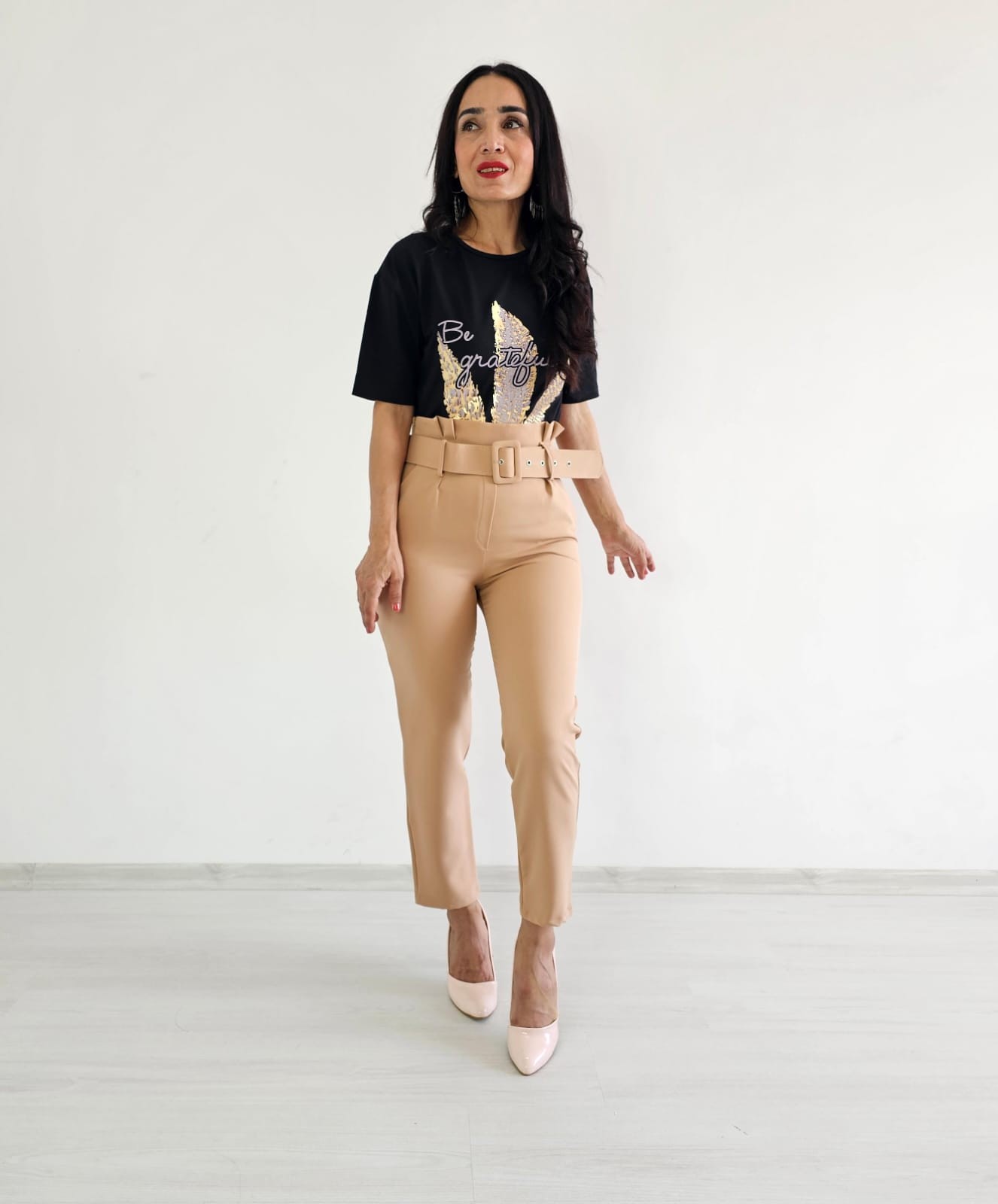 Kemerli Kumaş Pantolon-camel
