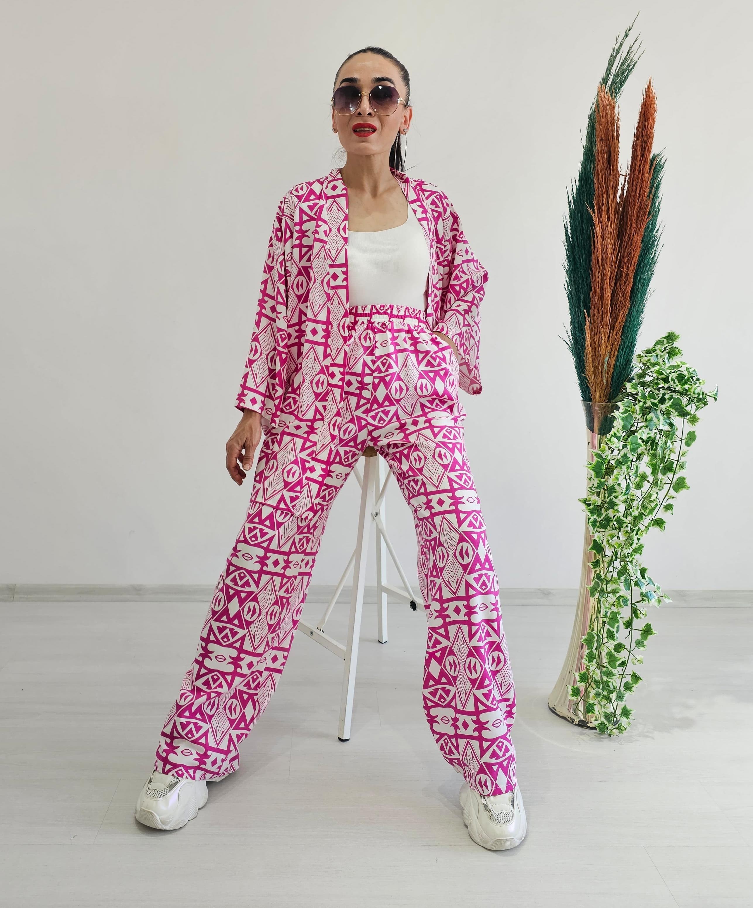 Etnik Desen Kimono Takım