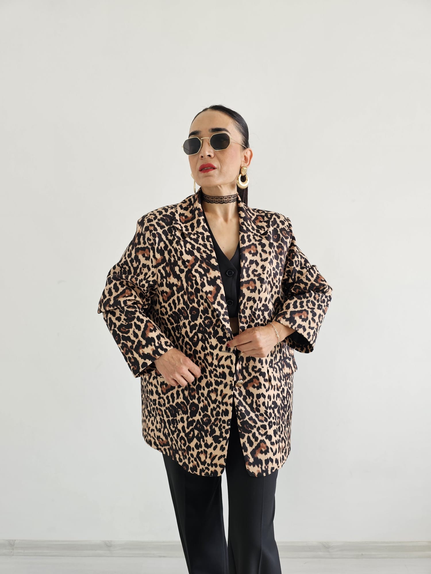 Leopar Blazer Ceket 