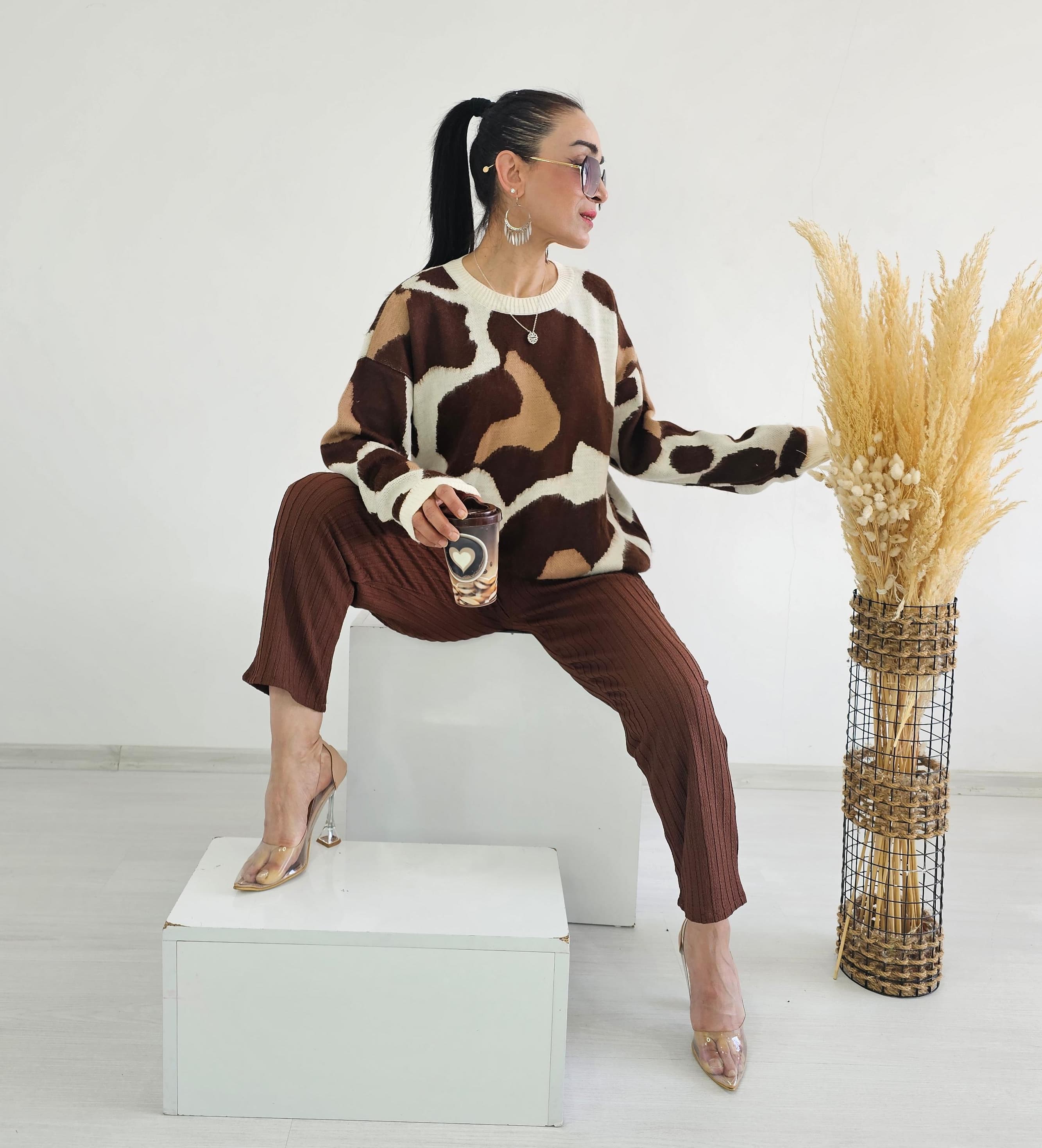 Salaş Triko Kazak - KAHVERENGİ