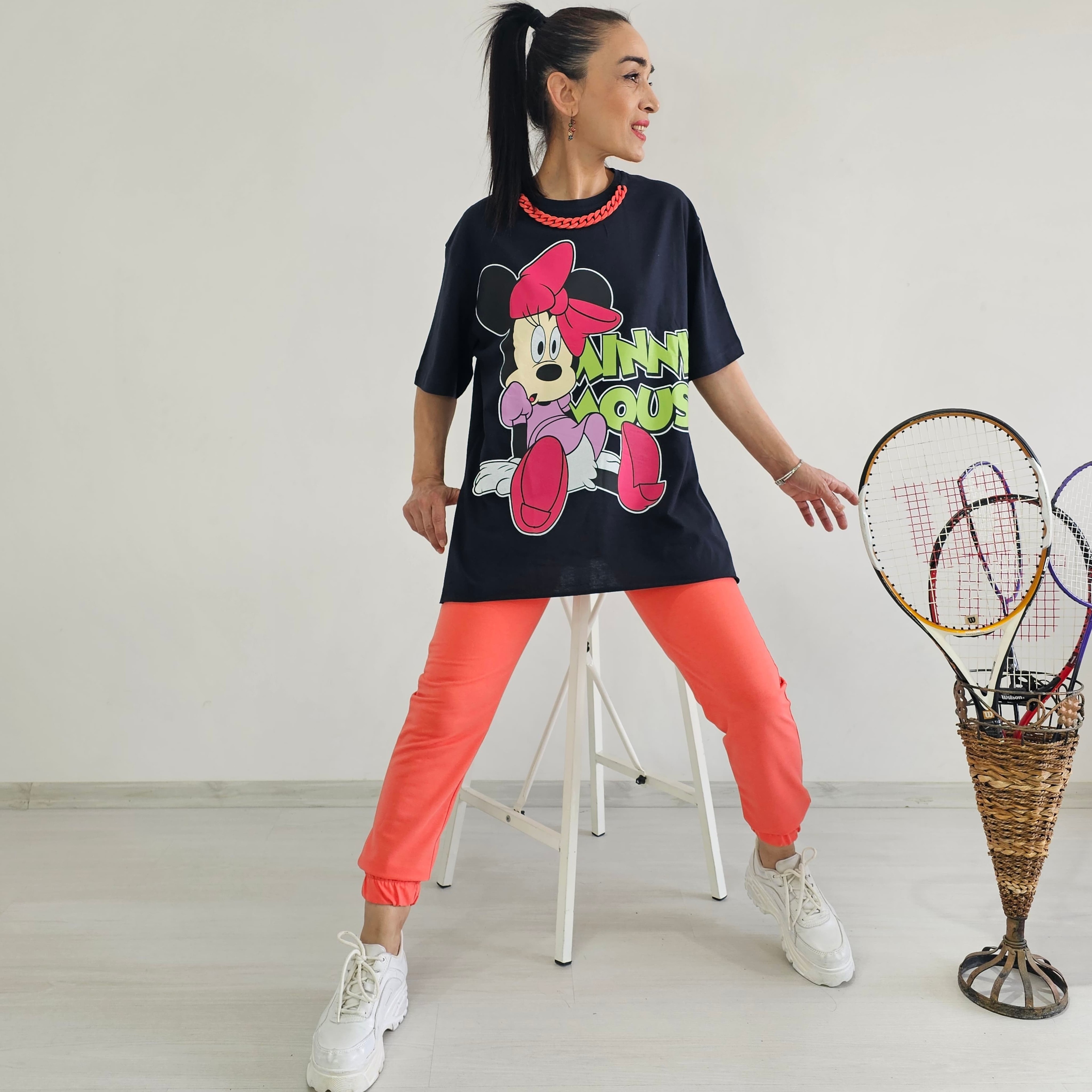 Kolye Detay Mickey Eşofman Takımı - SİYAH