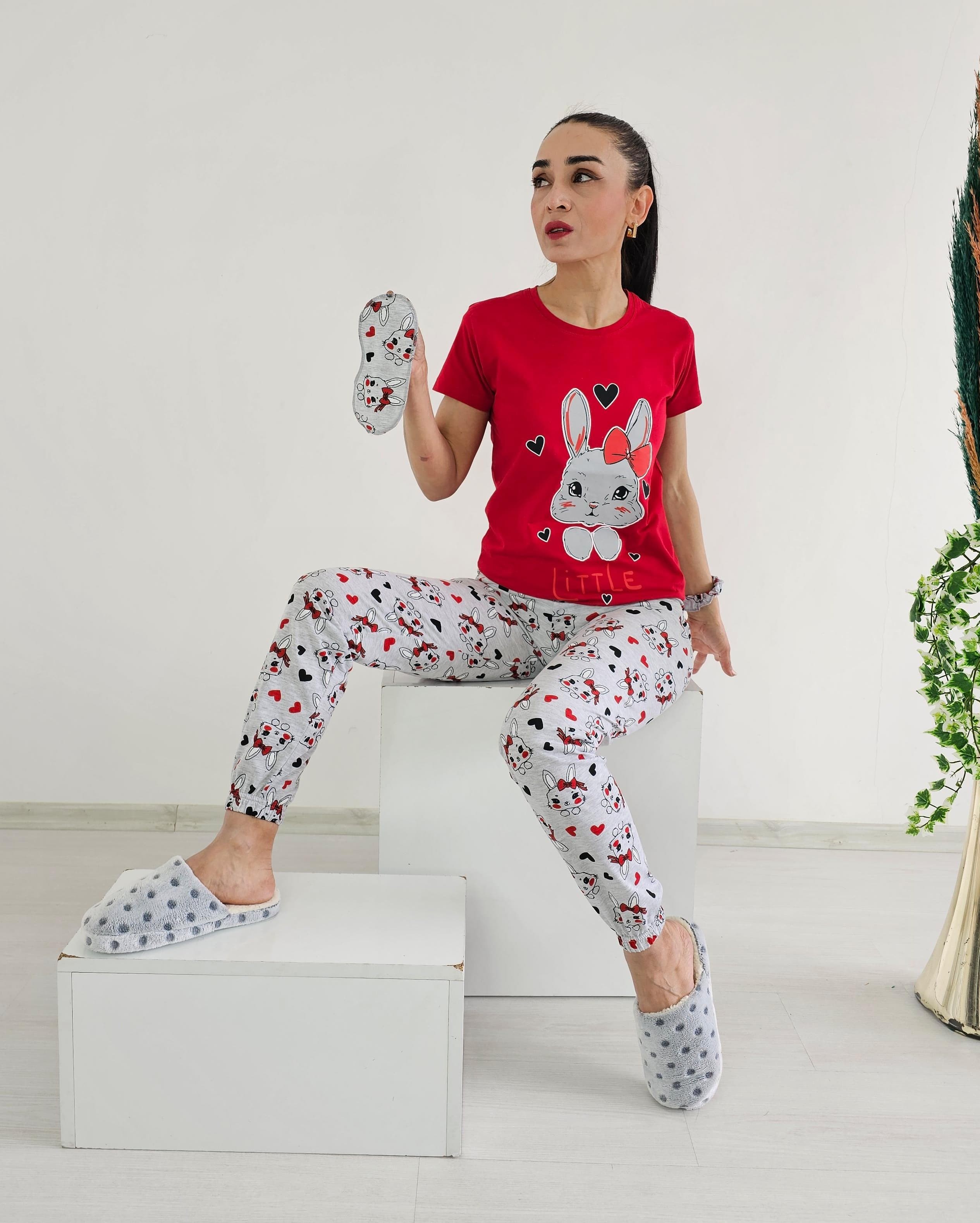 Kedili Litte Baskı Pijama Takımı