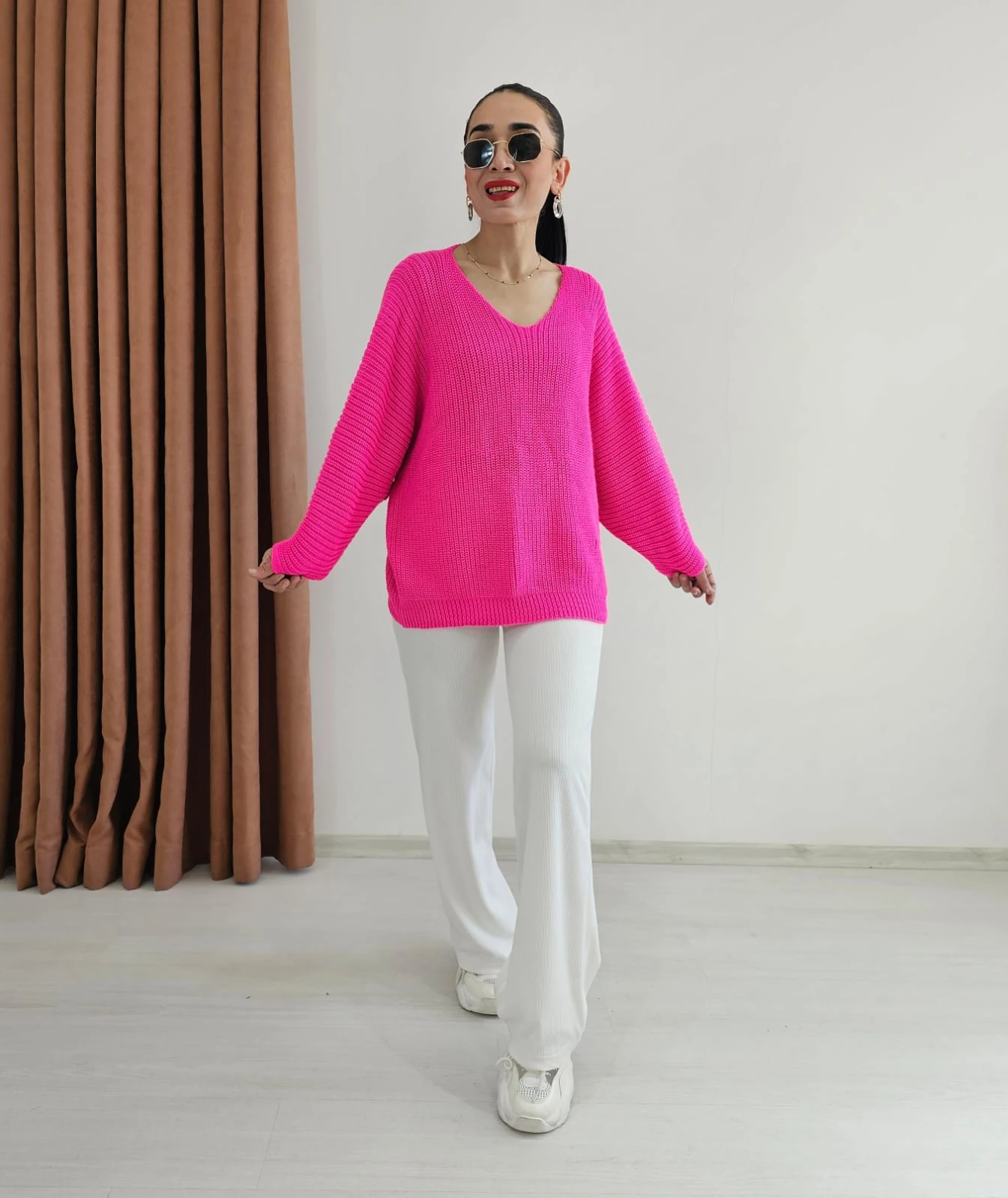 Yarasa Kol Örme Kazak - FUŞYA