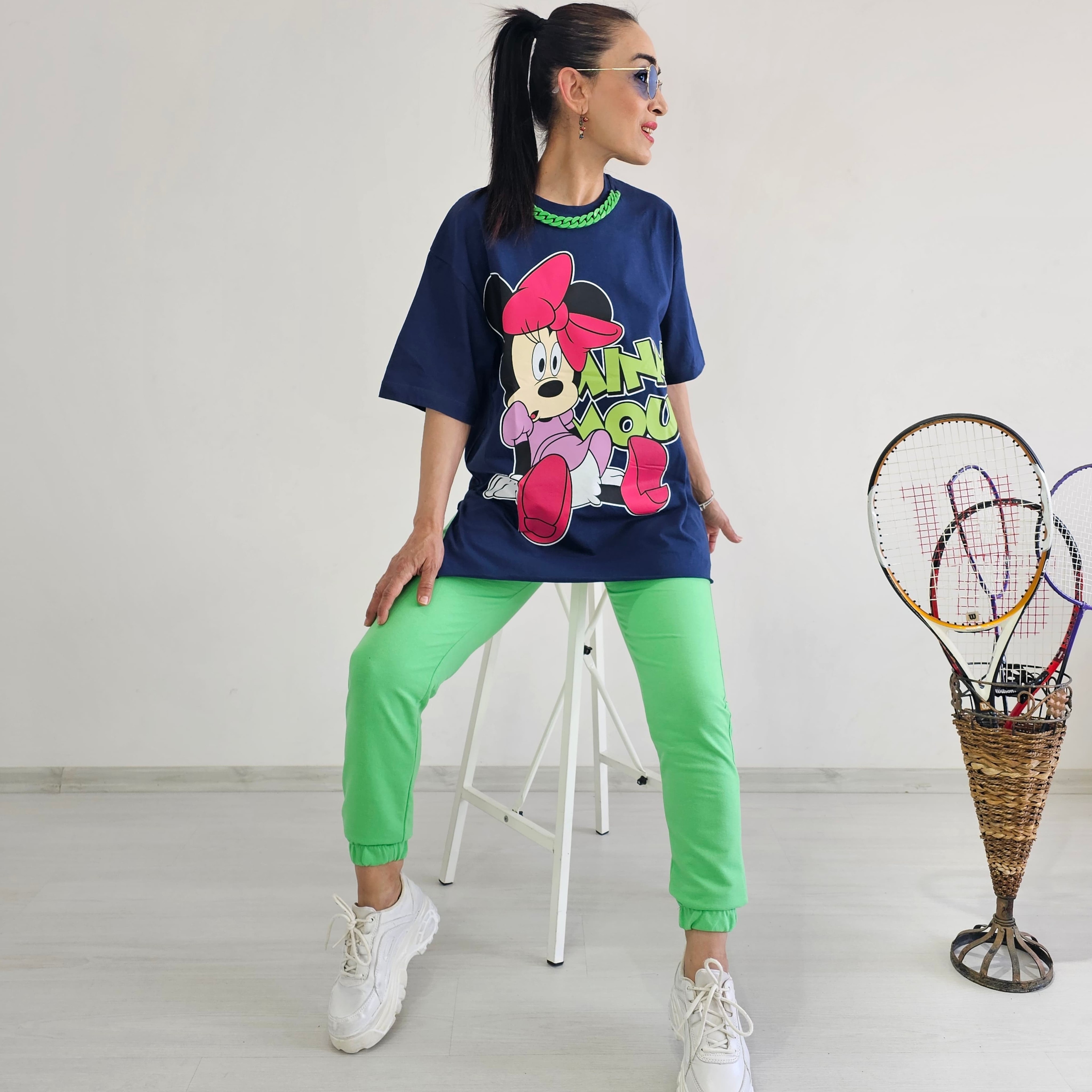 Kolye Detay Mickey Eşofman Takımı - Lacivert