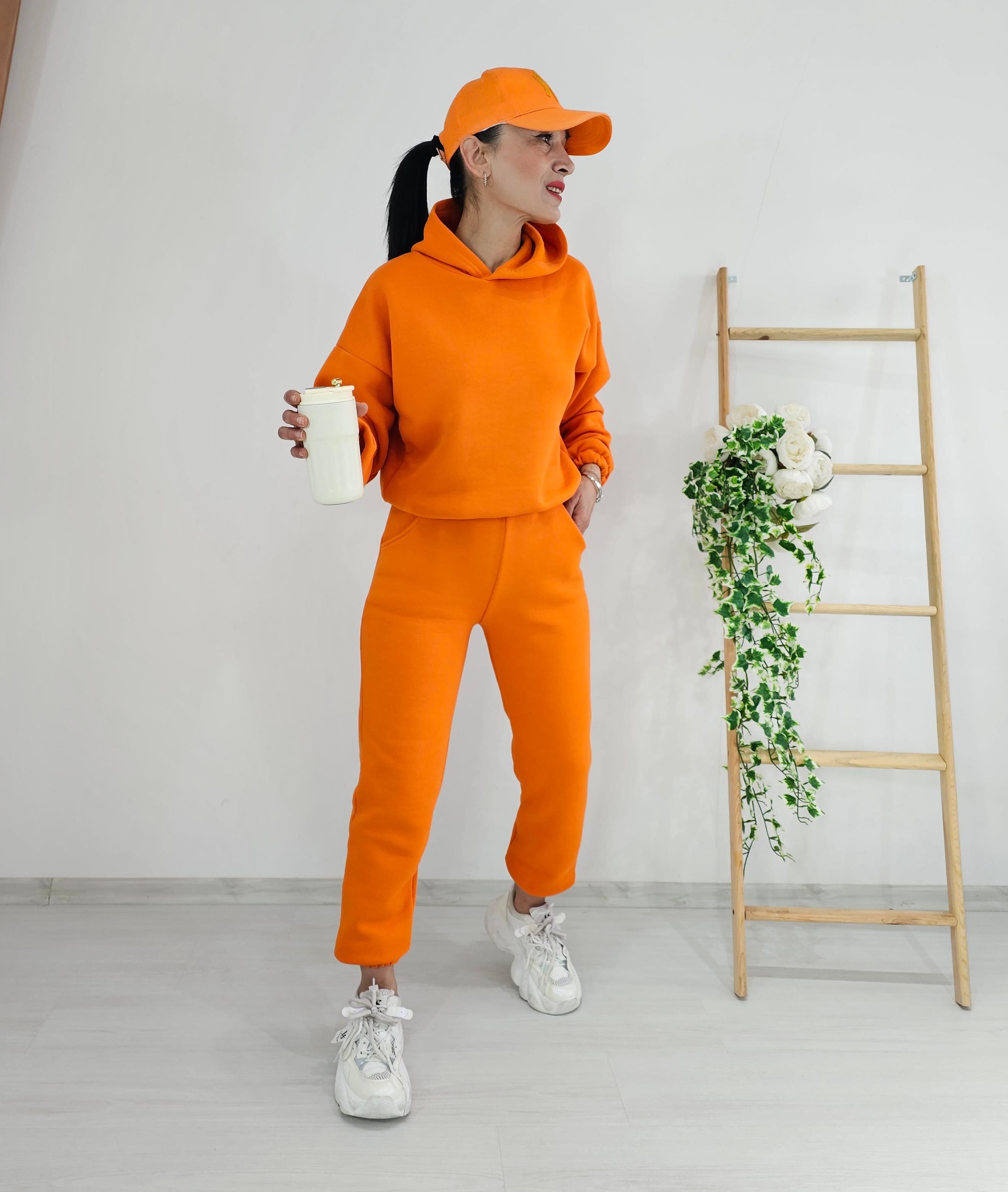 New 3 İp Şardonlu Eşofman Takımı  - ORANJ