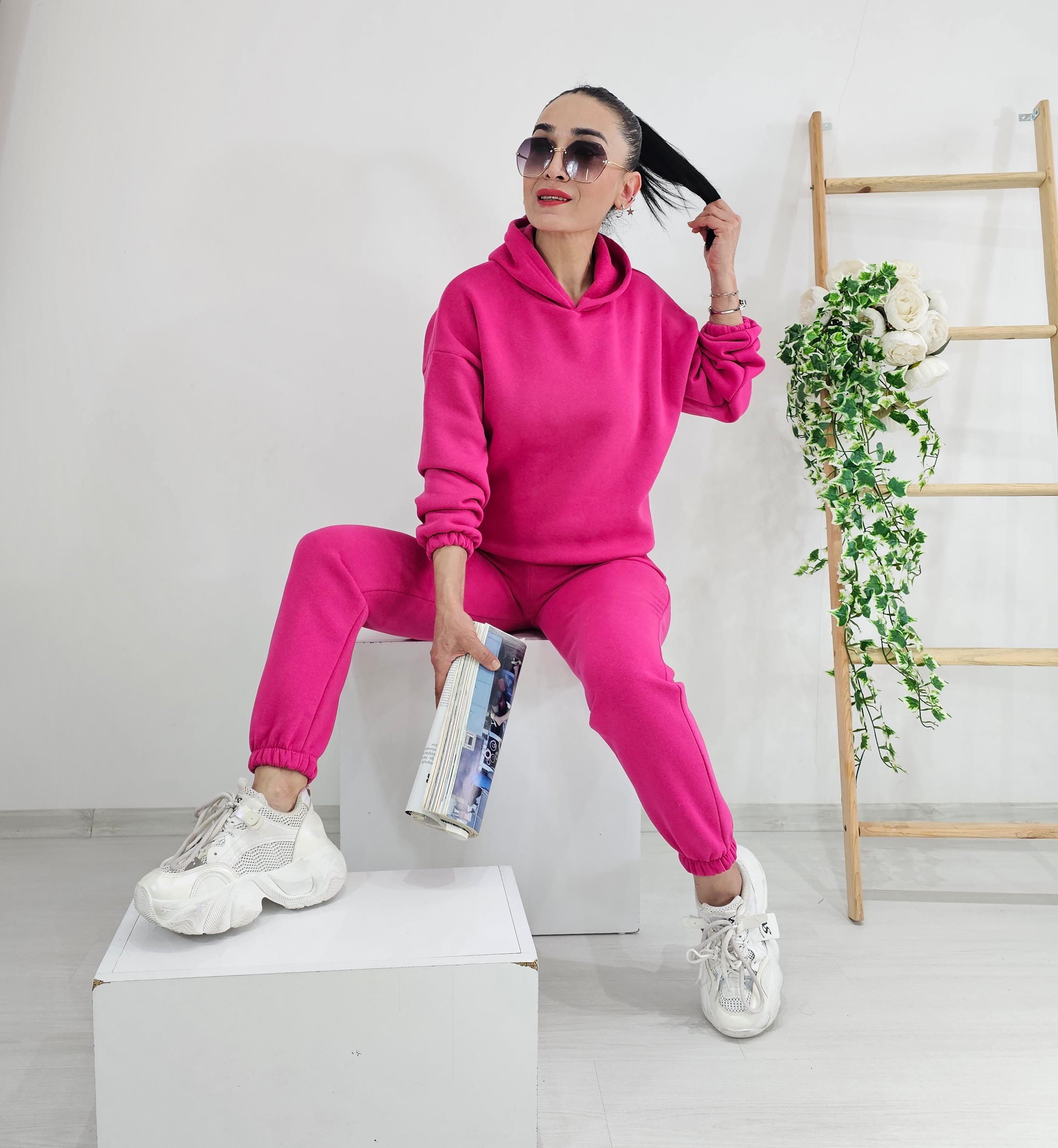 New 3 İp Şardonlu Eşofman Takımı  - PASTEL PEMBE