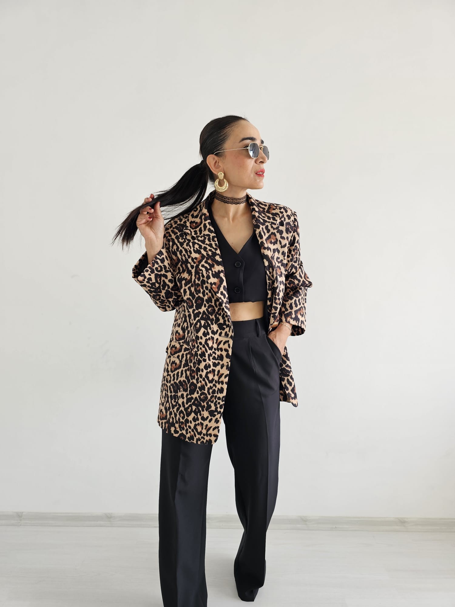 Leopar Blazer Ceket 