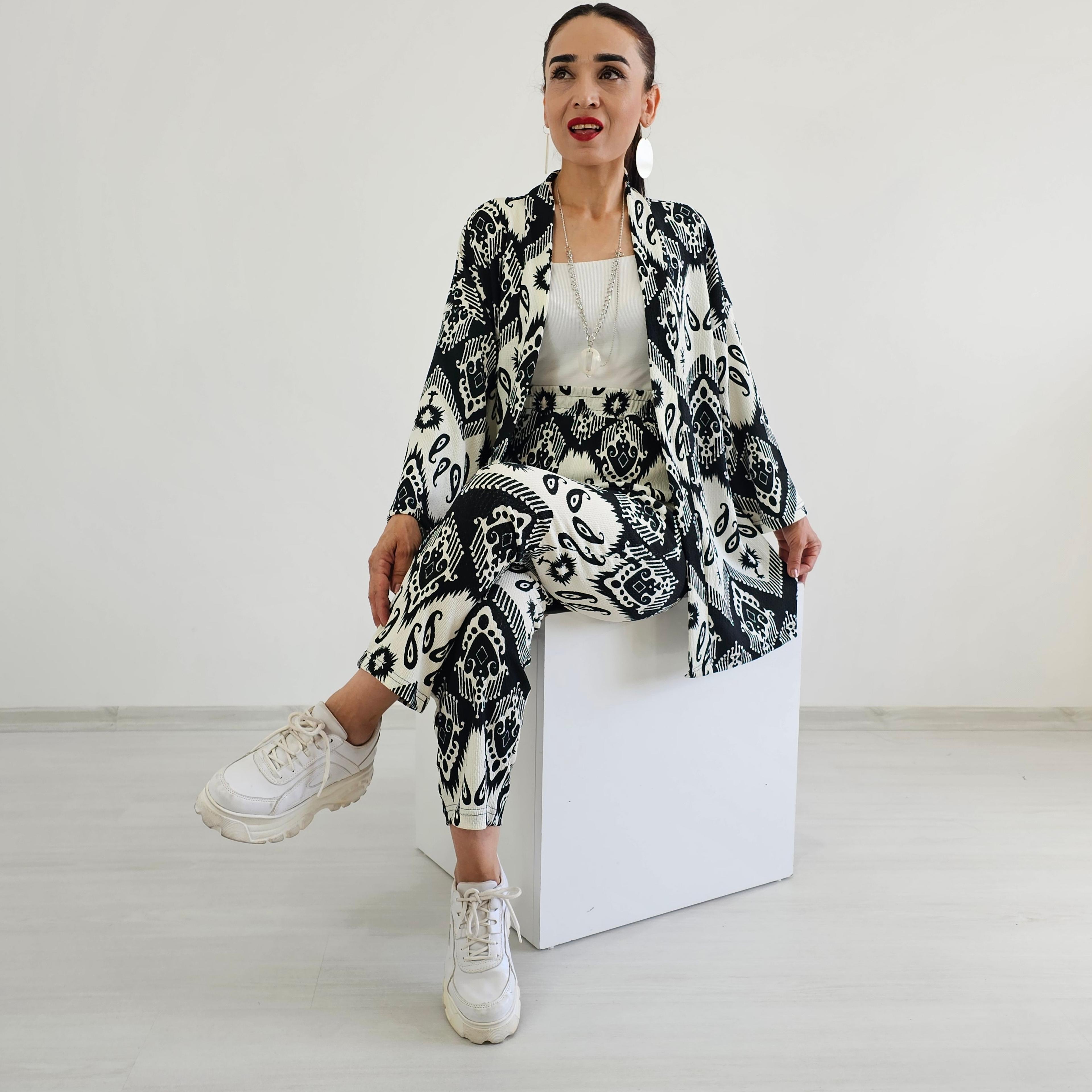 Dar Desenli Kimono Takımı