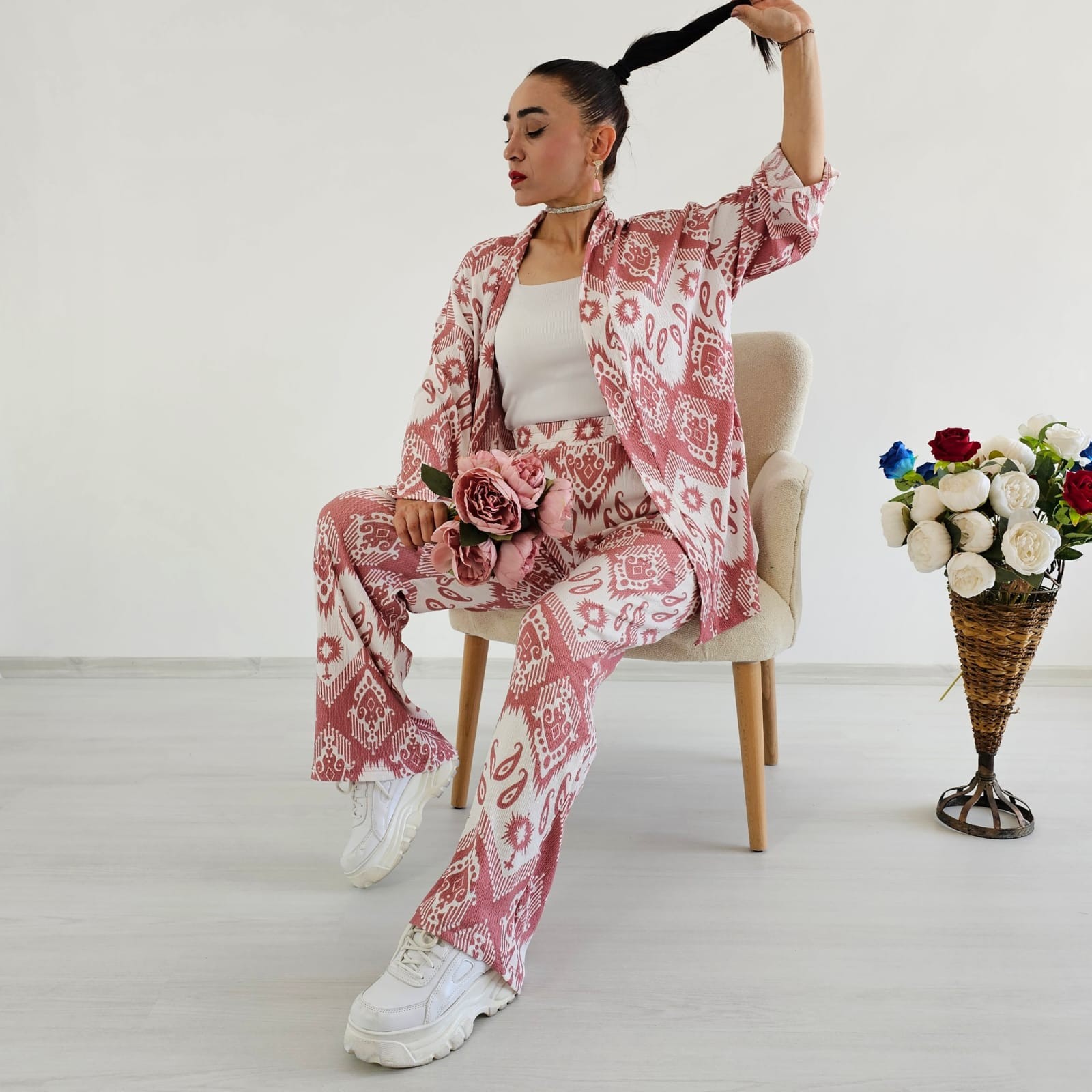 Trend Desenli Kimono Takımı - PUDRA