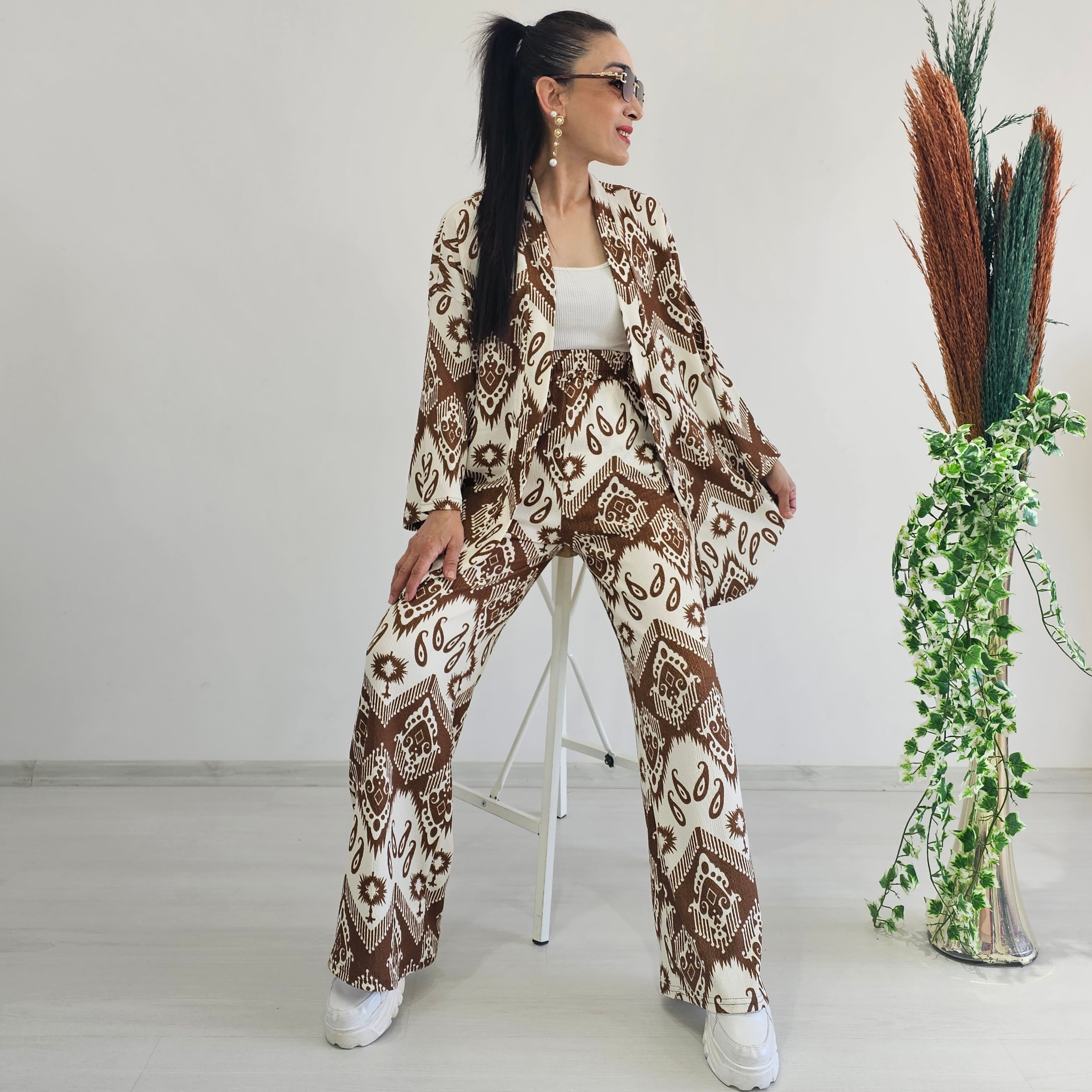 Desenli Kimono Takımı 