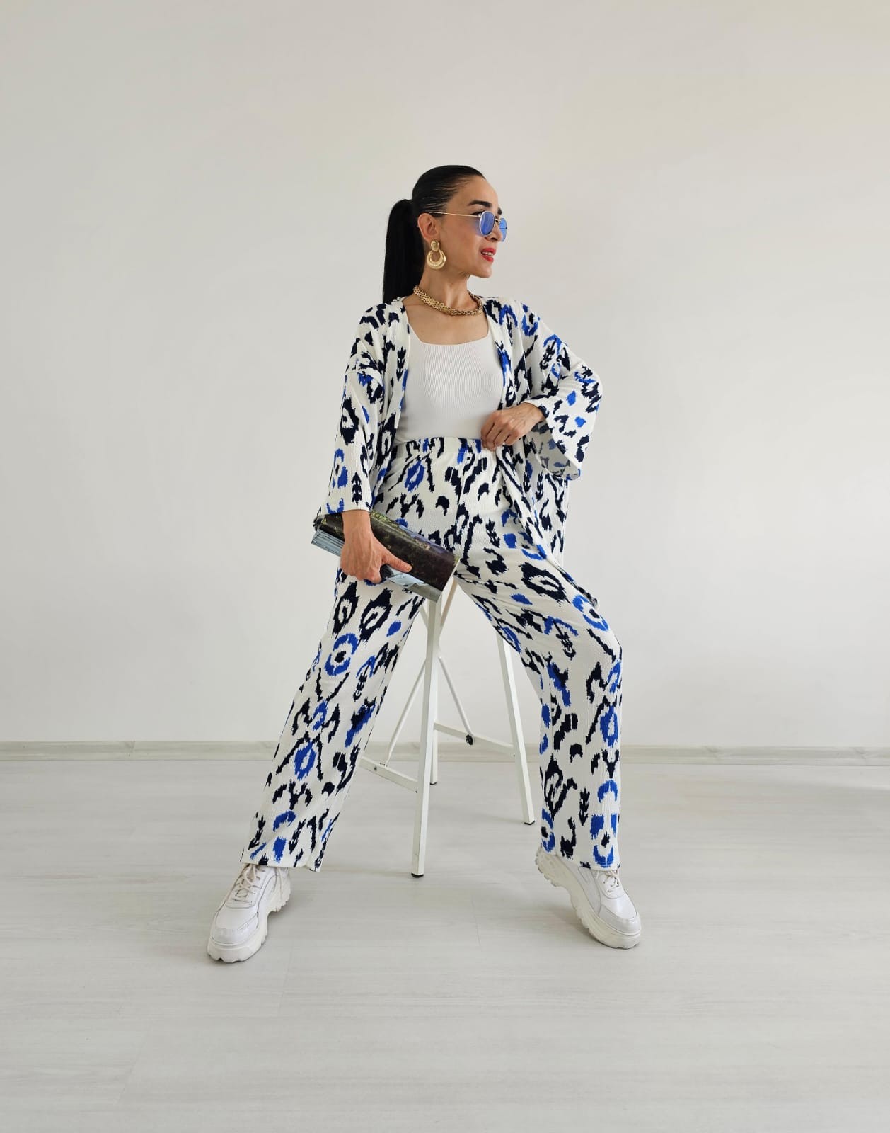 Zulaa Boya Desenli Kimono Takımı