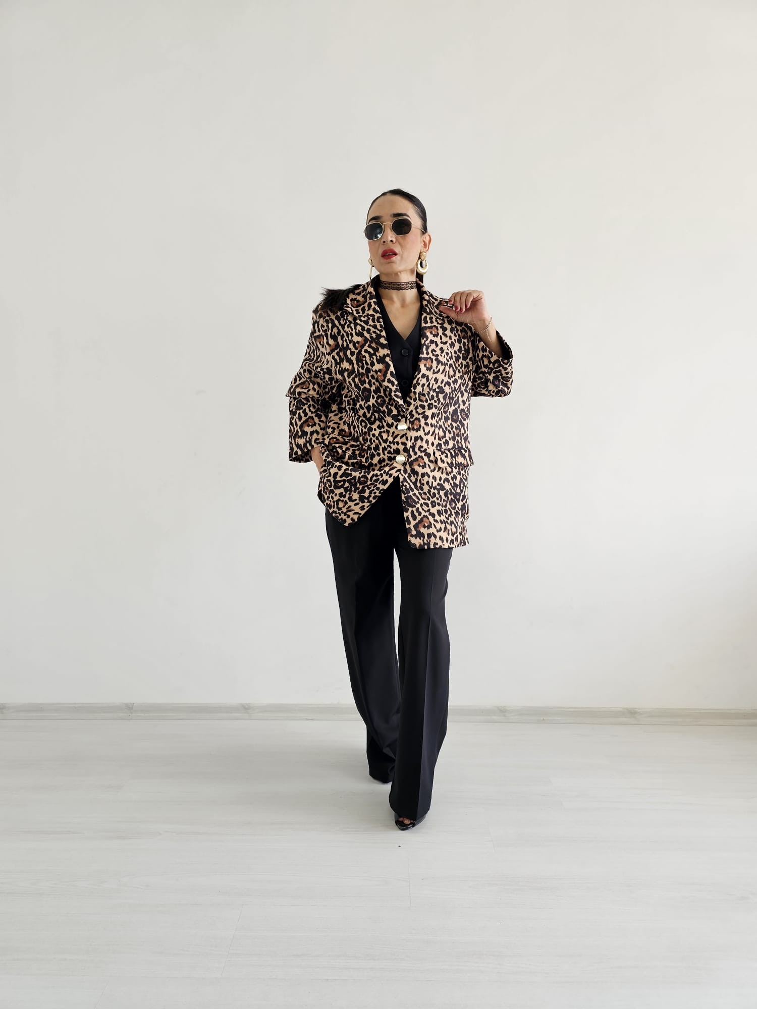 Leopar Blazer Ceket 