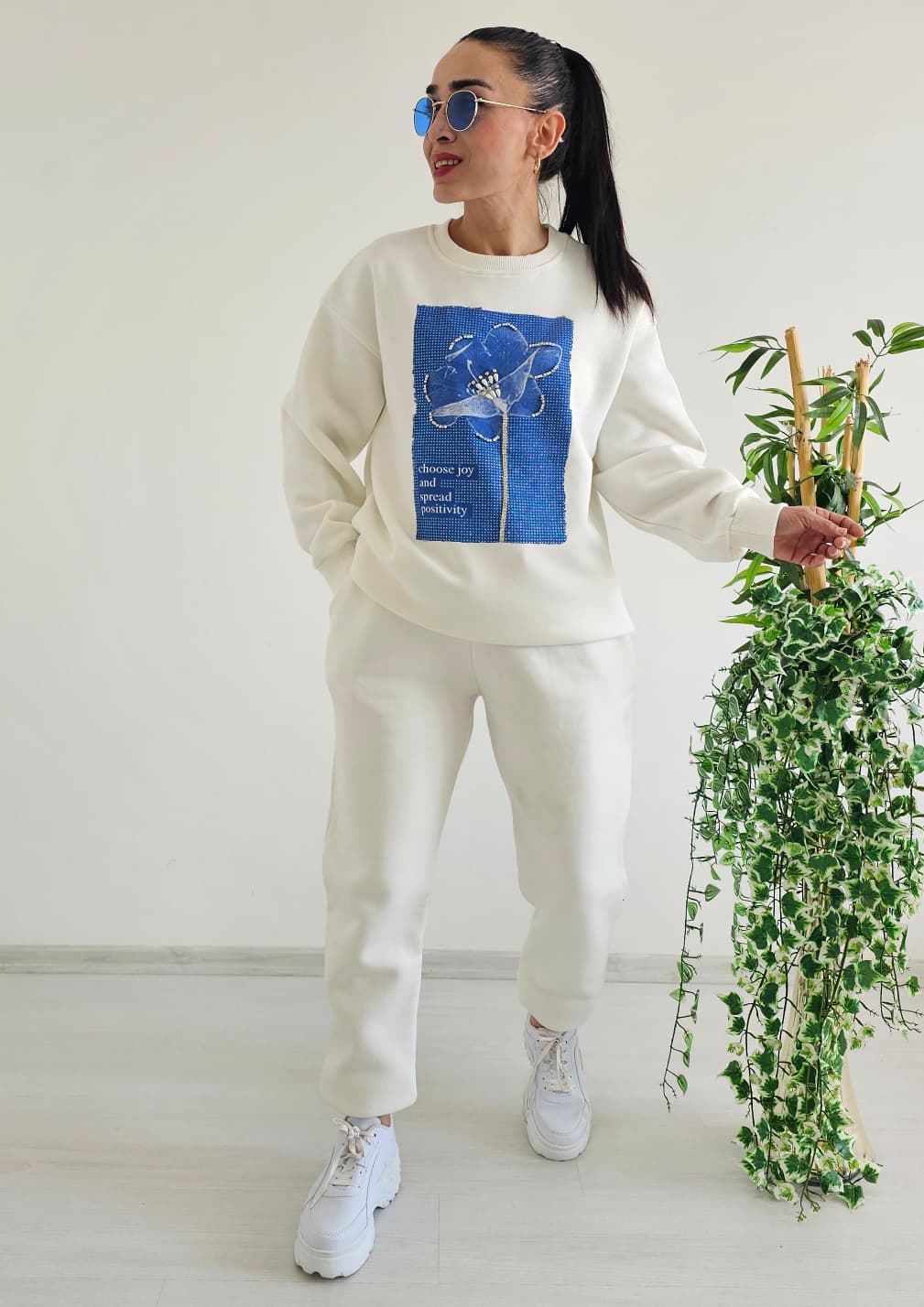 Pullu Oversize 3 İp Eşofman Takımı - BEYAZ