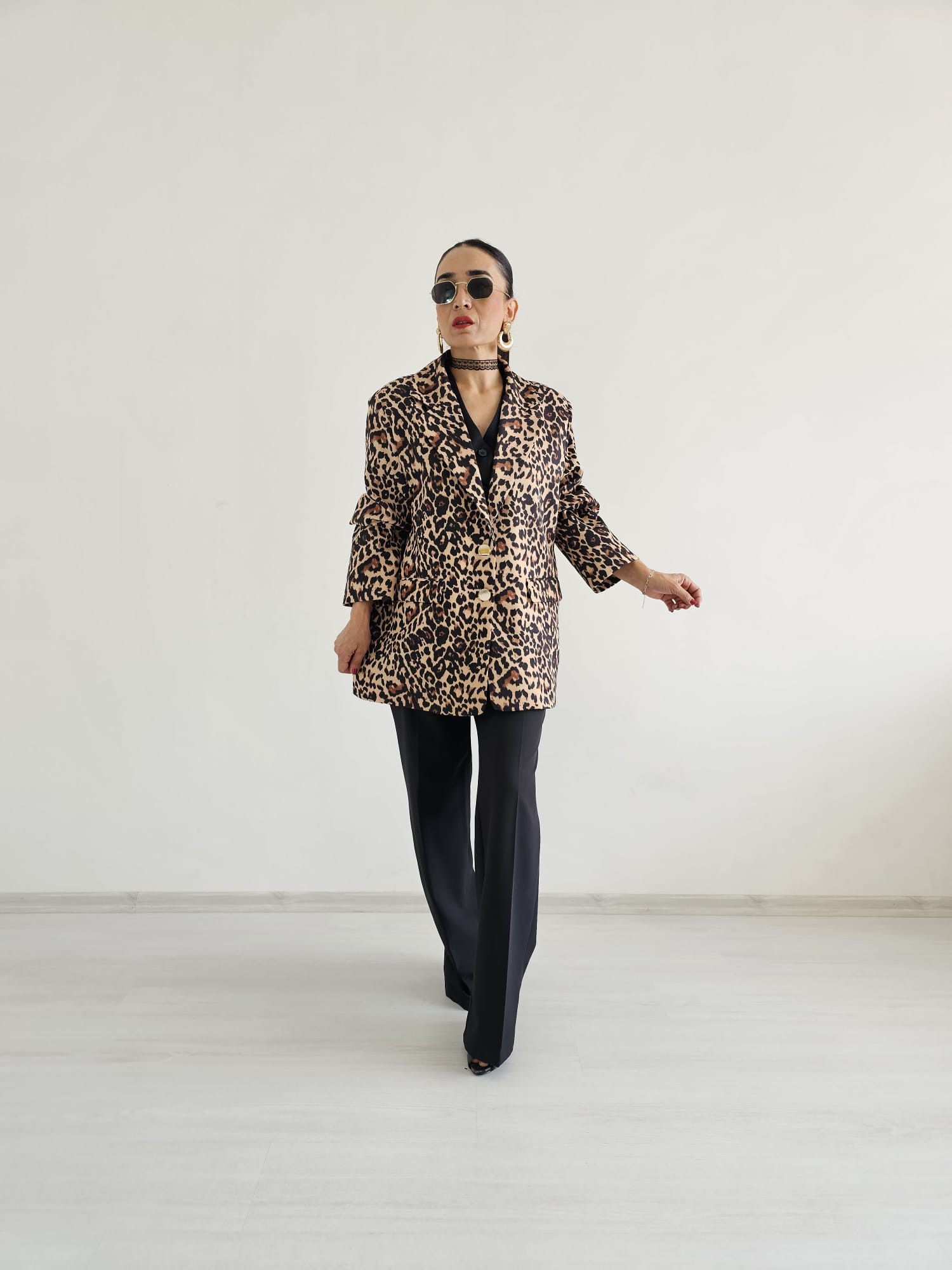 Leopar Blazer Ceket 