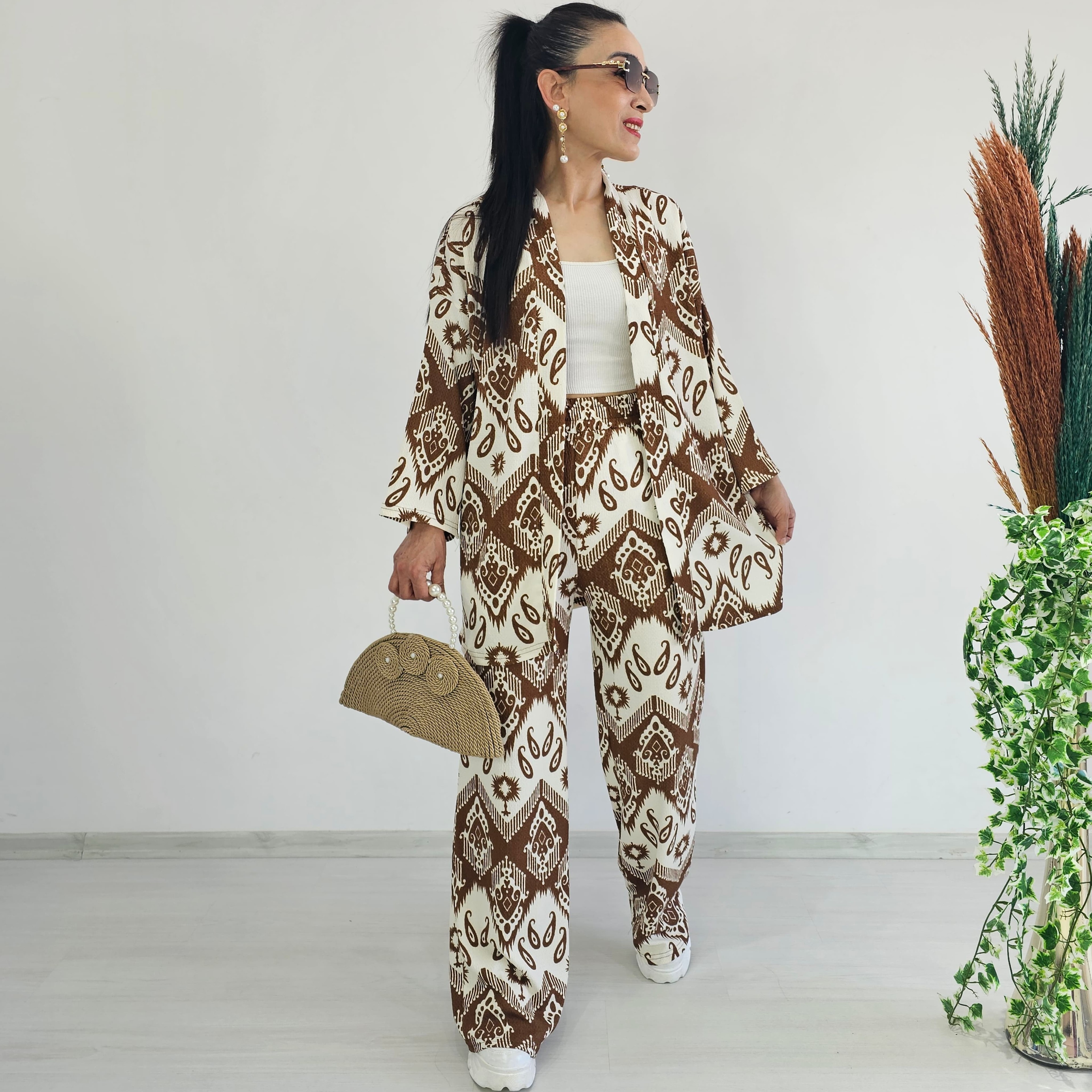Desenli Kimono Takımı 