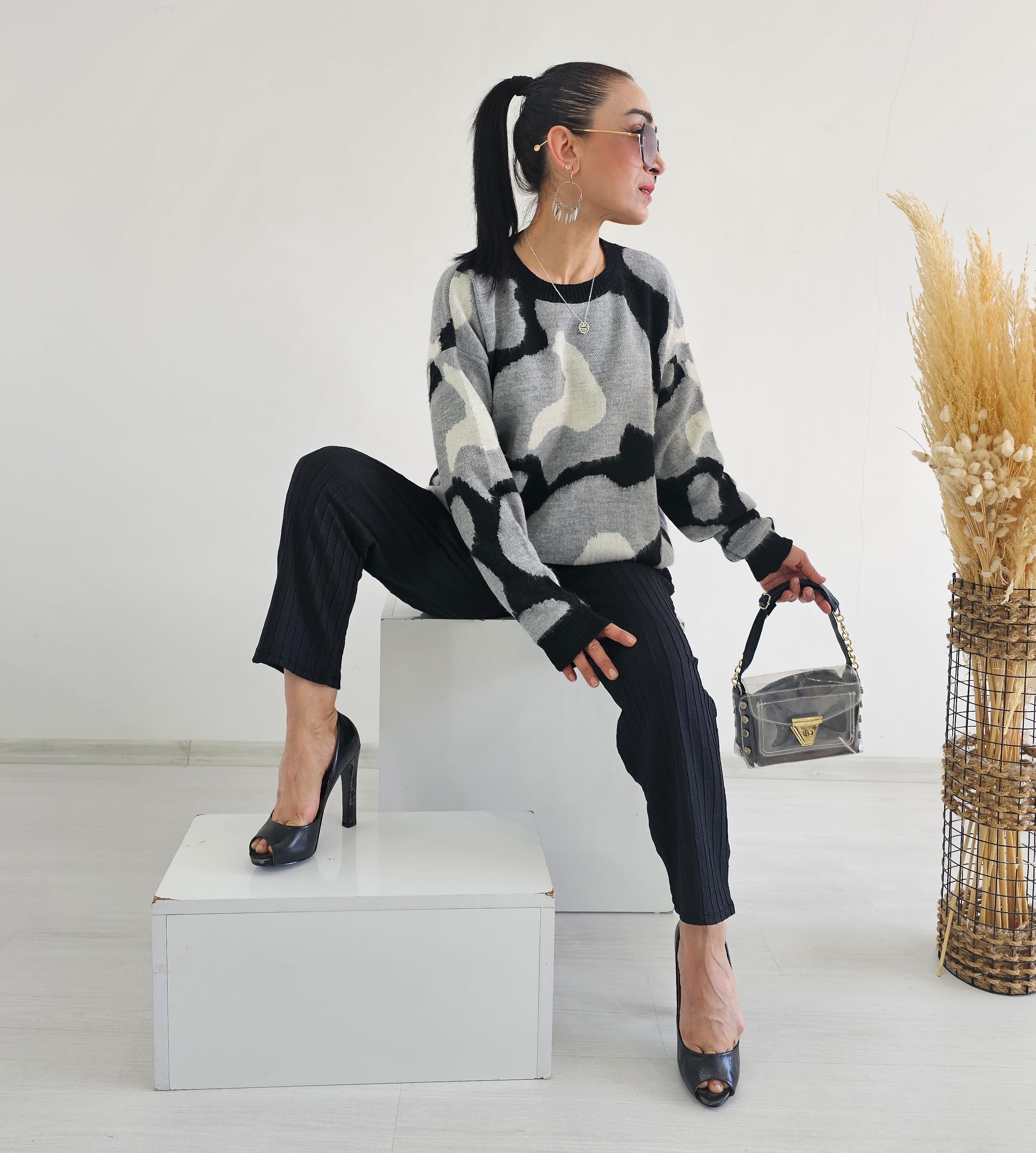 Salaş Triko Kazak - GRİ