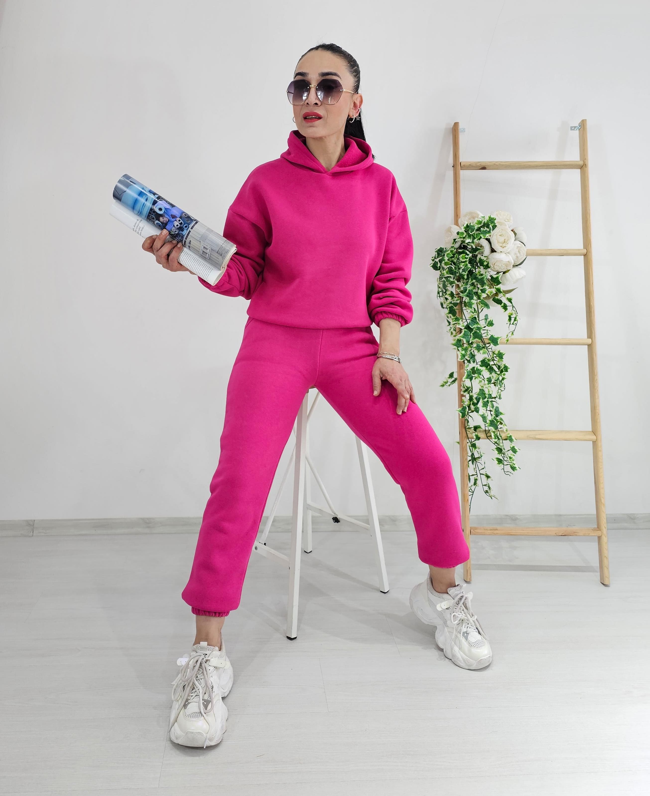 New 3 İp Şardonlu Eşofman Takımı  - PASTEL PEMBE