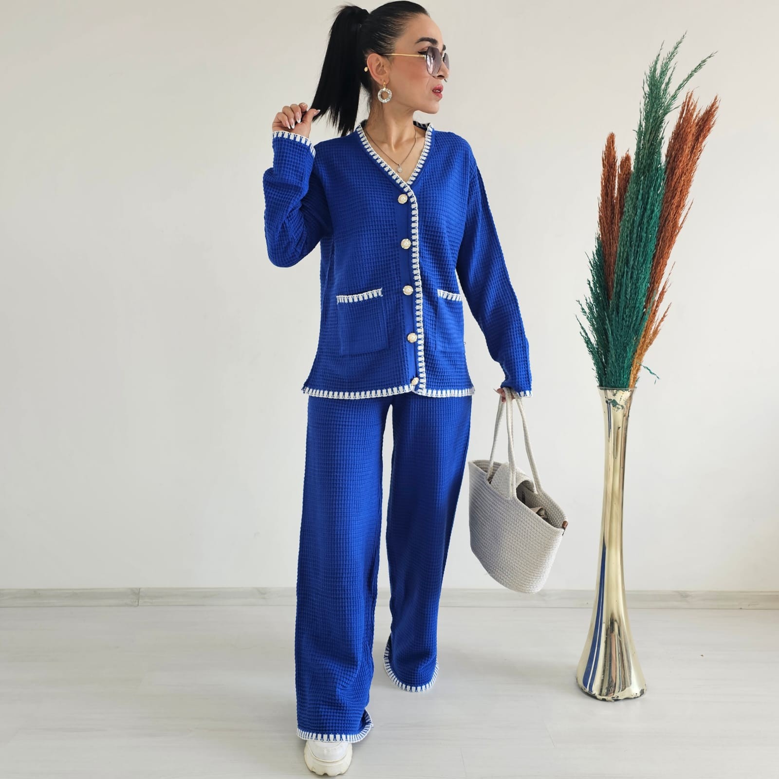 İşlemeli Kroşetalı İkili Cotton Takım - SAKS