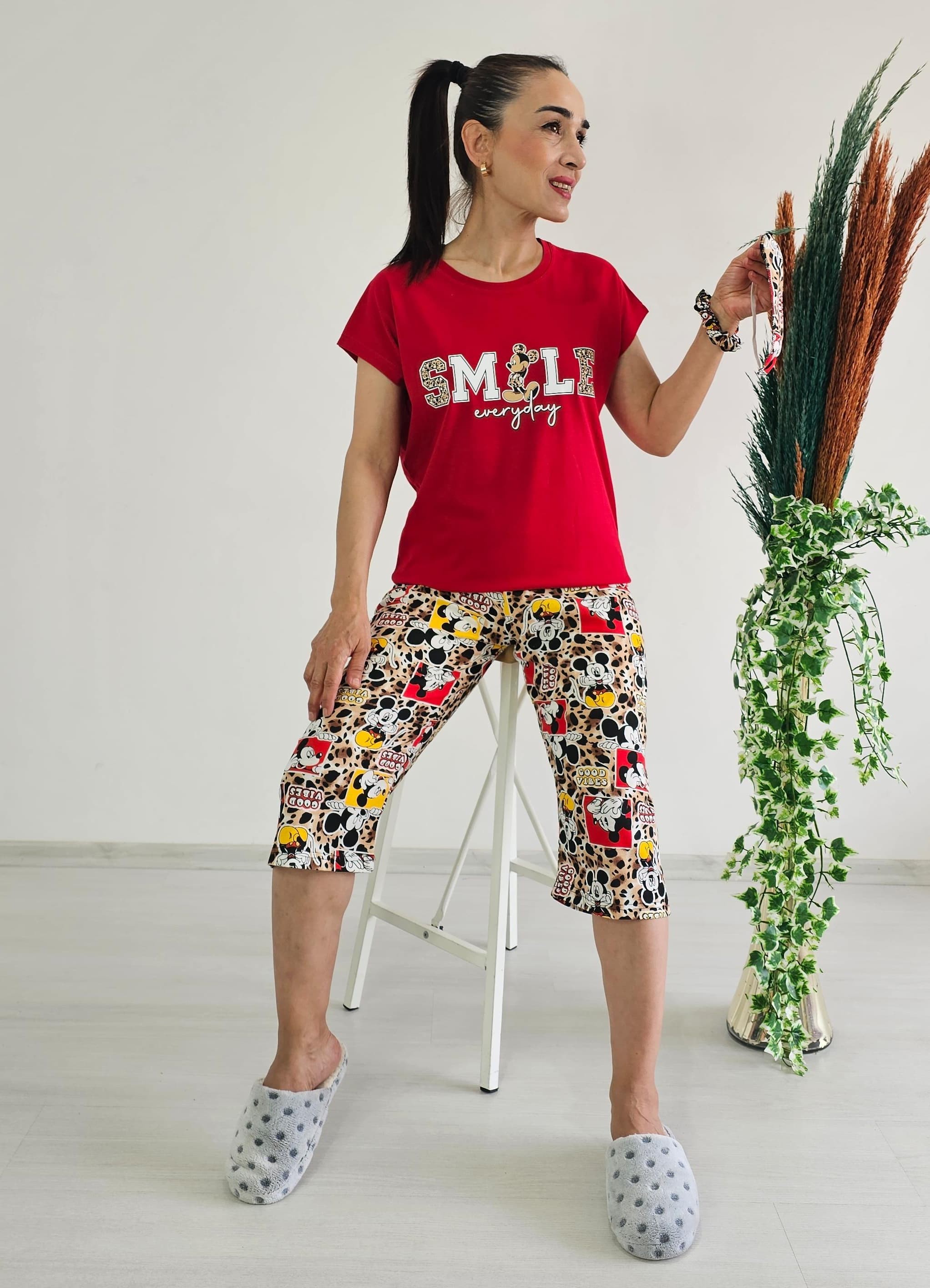 Kapri Smile Pijama Takımı - KIRMIZI