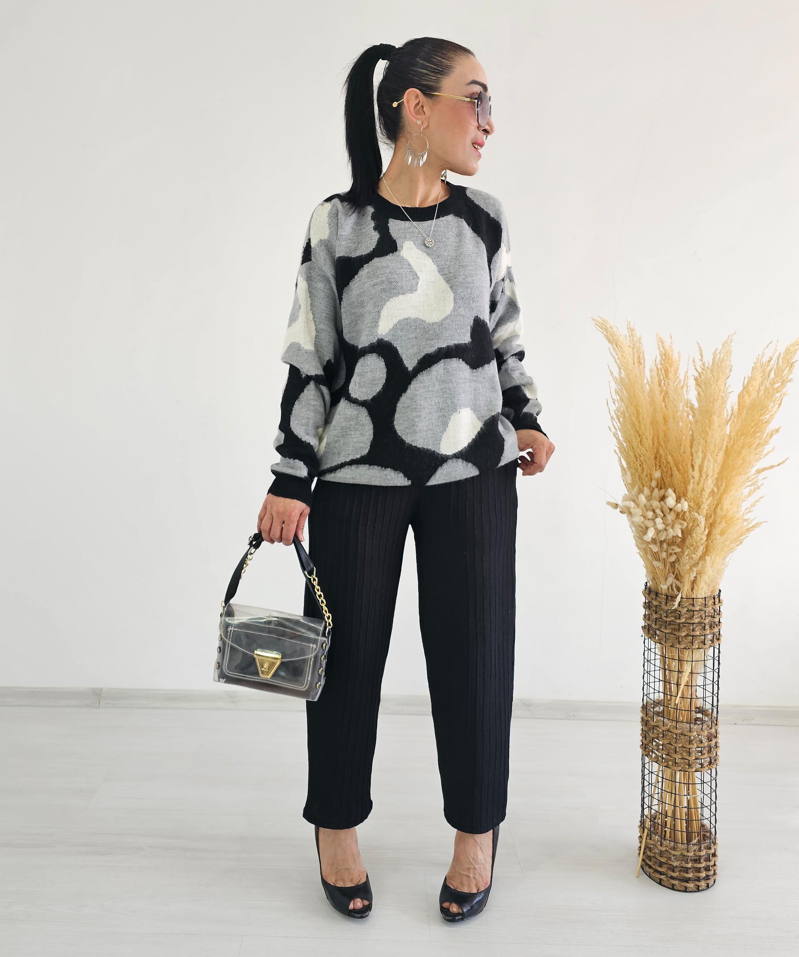 Salaş Triko Kazak - GRİ