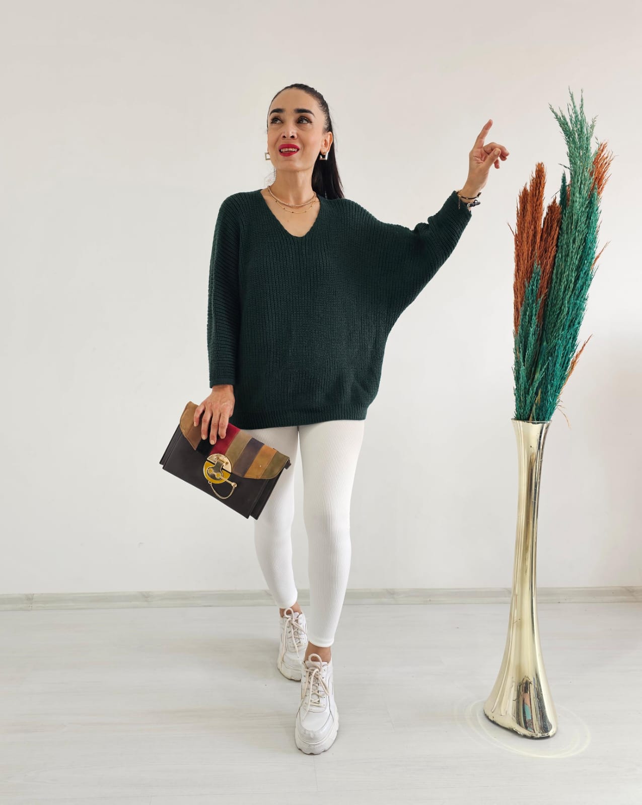 Yarasa Kol Örme Kazak - ZÜMRÜT YEŞİL