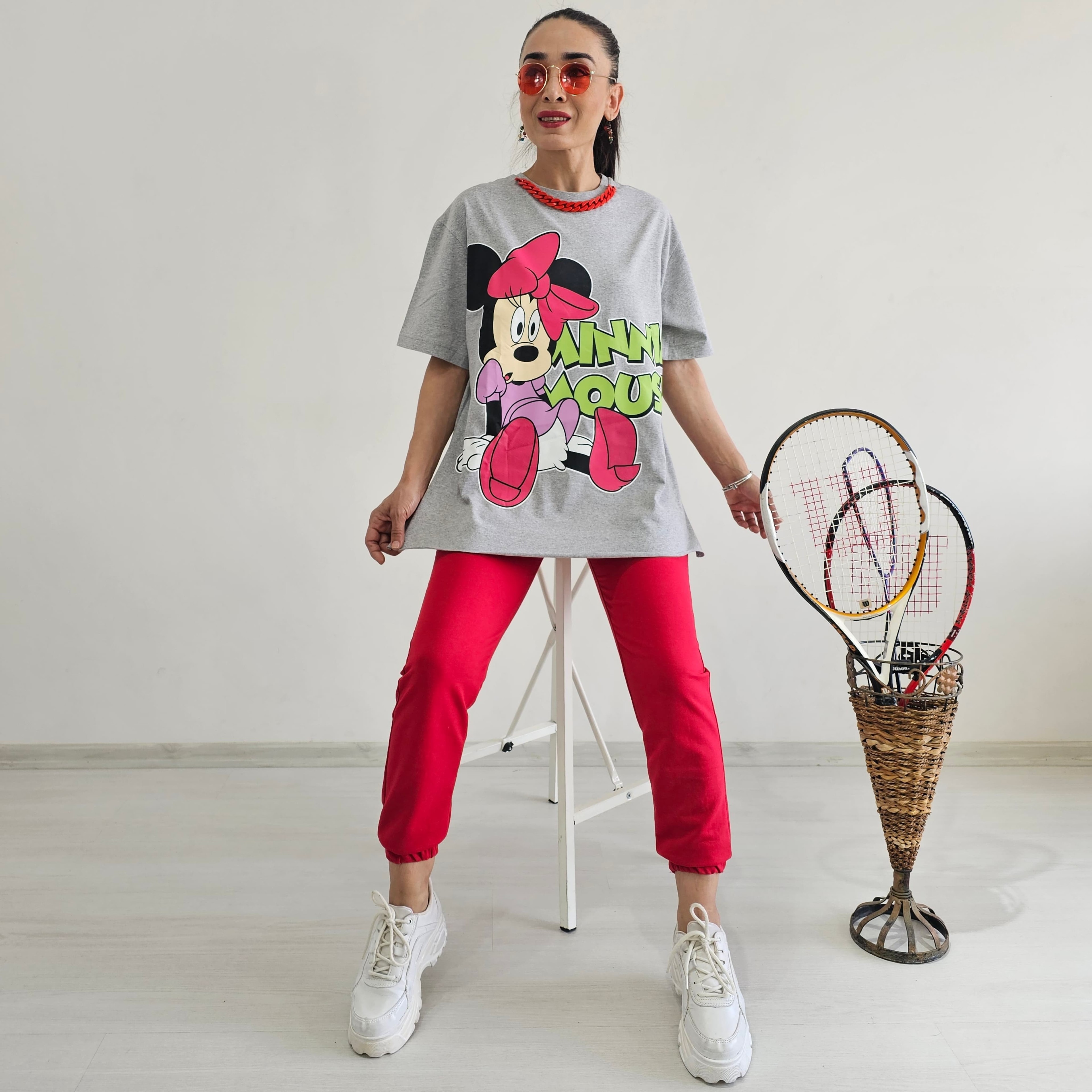 Kolye Detay Mickey Eşofman Takımı - GRİ