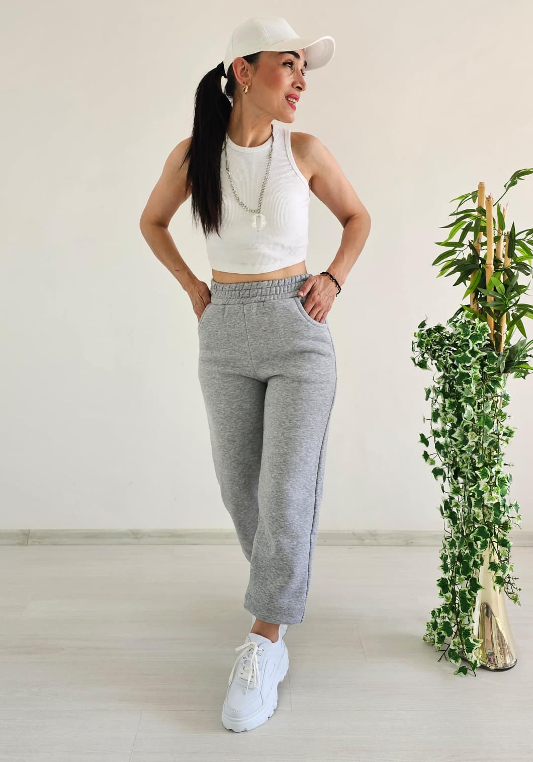 Sioo 3 İp Şardonlu Eşofman Altı - GRİ