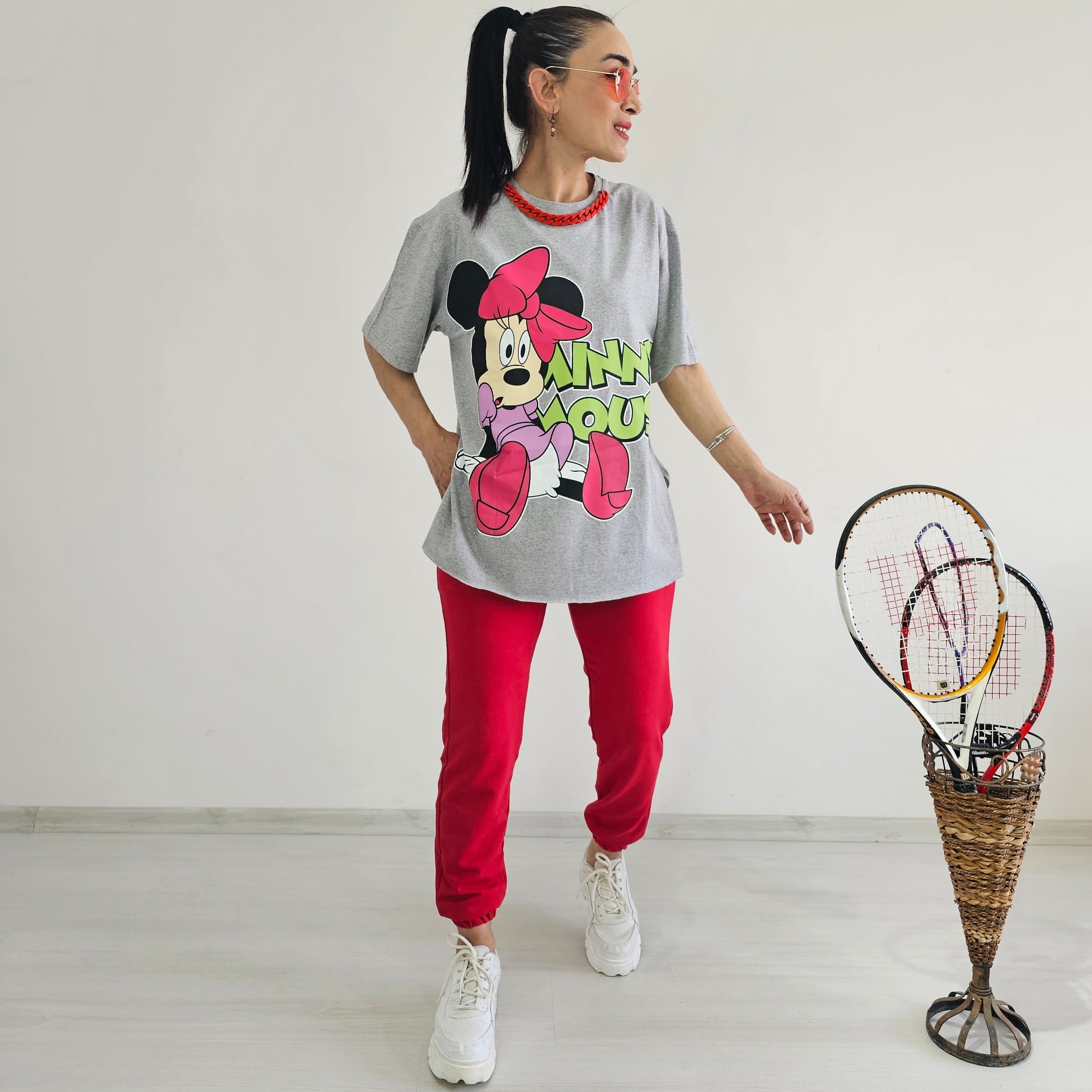 Kolye Detay Mickey Eşofman Takımı - GRİ