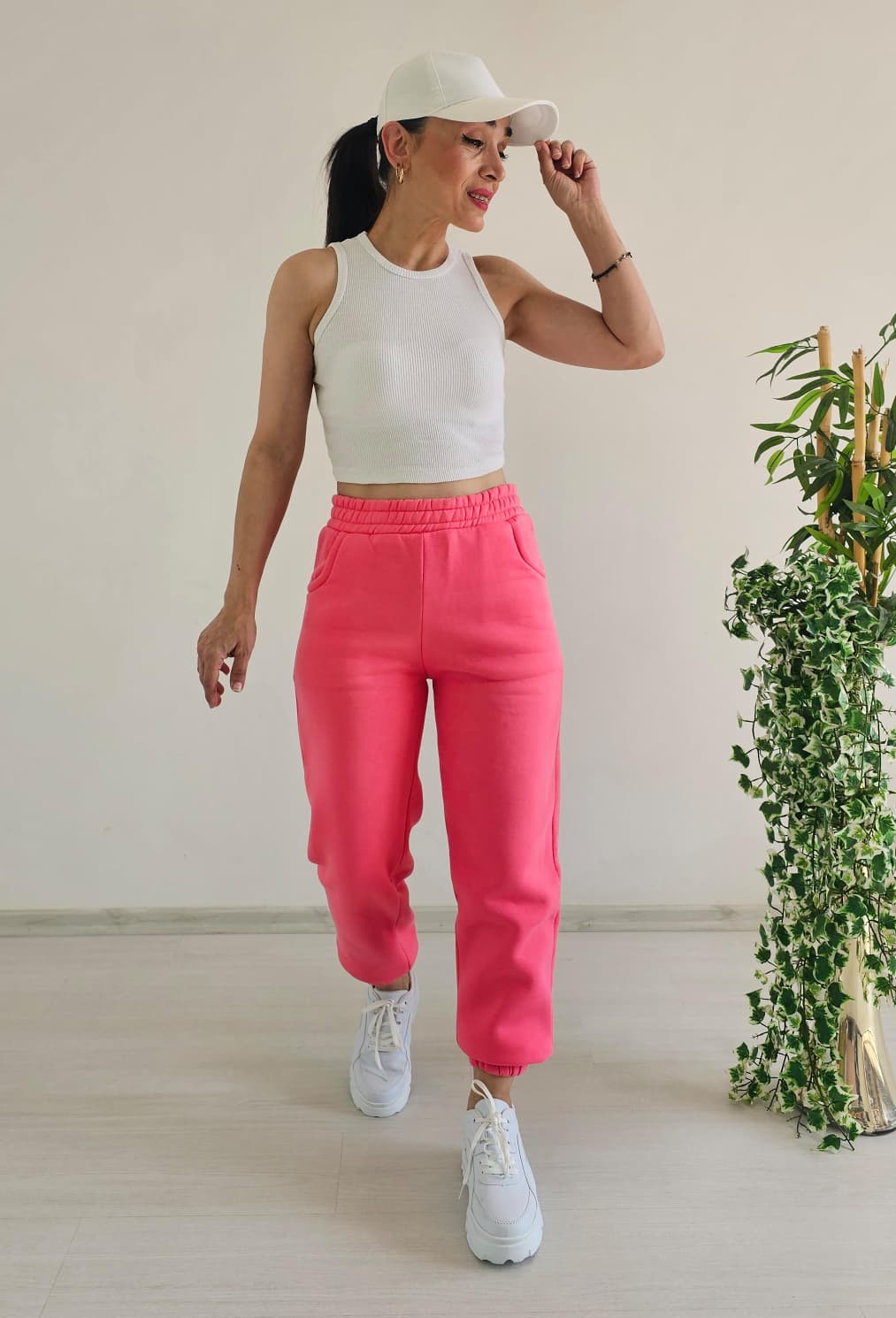 Sioo 3 İp Şardonlu Eşofman Altı - Pembe