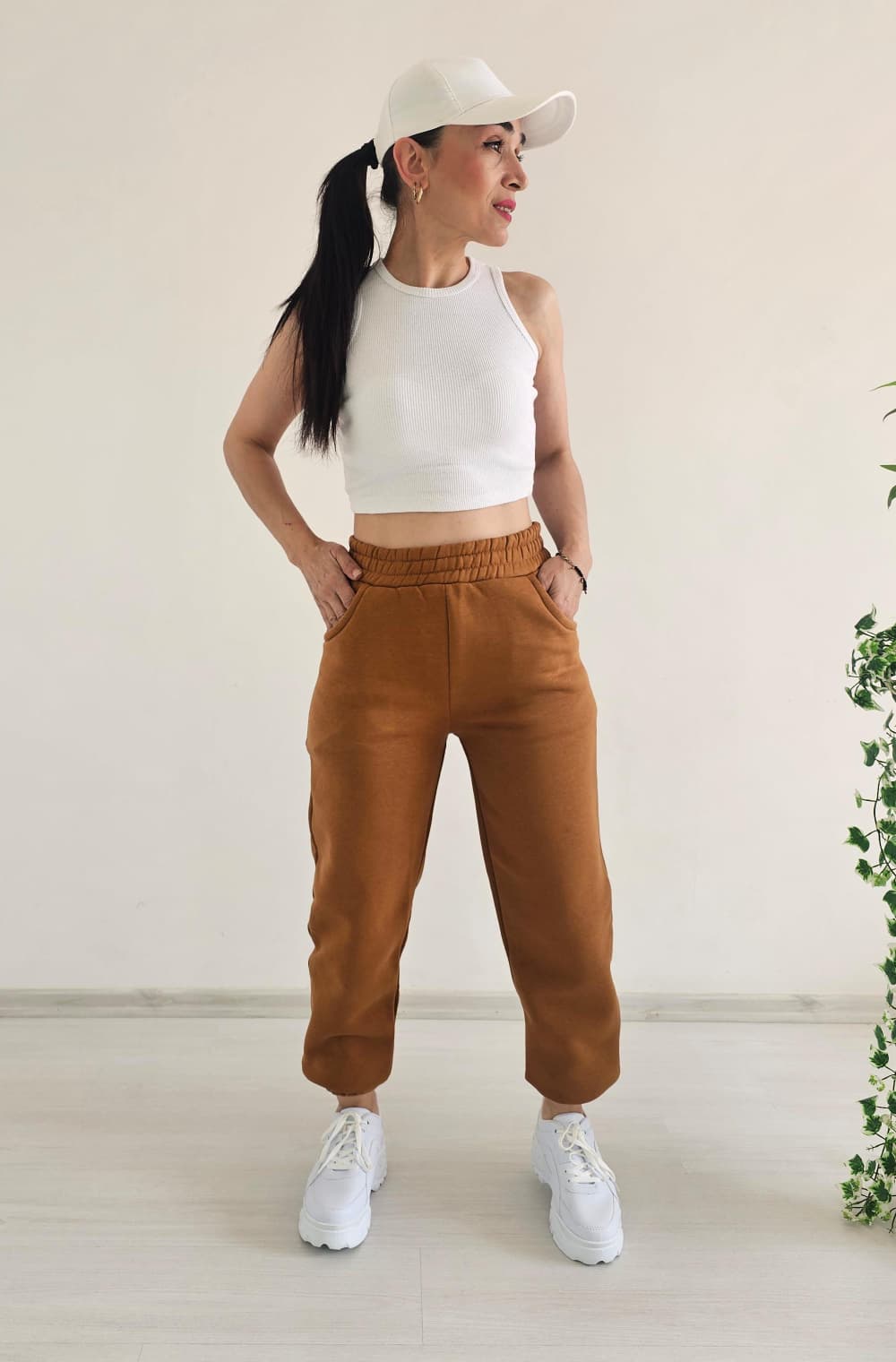 Sioo 3 İp Şardonlu Eşofman Altı - KARAMEL