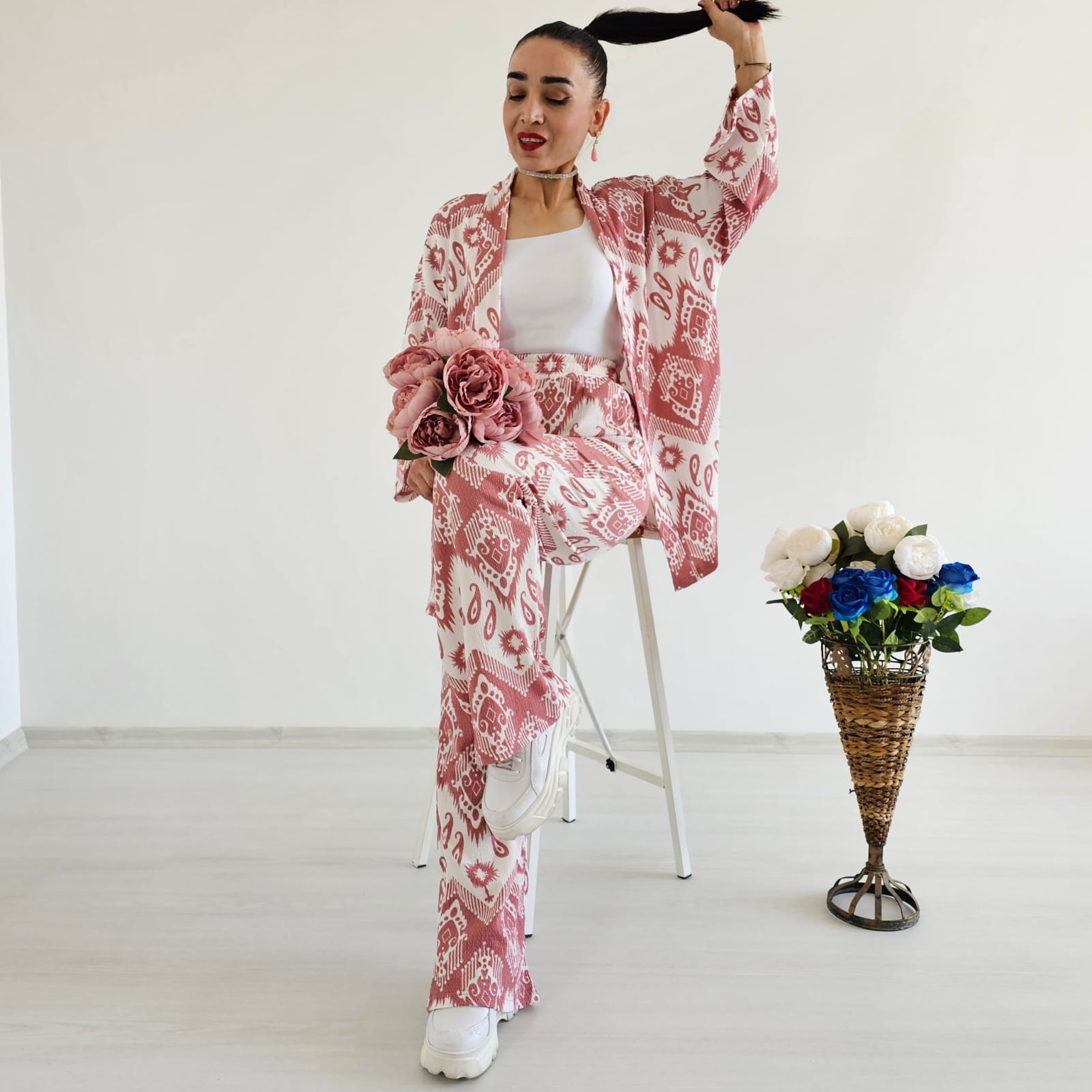 Trend Desenli Kimono Takımı - PUDRA