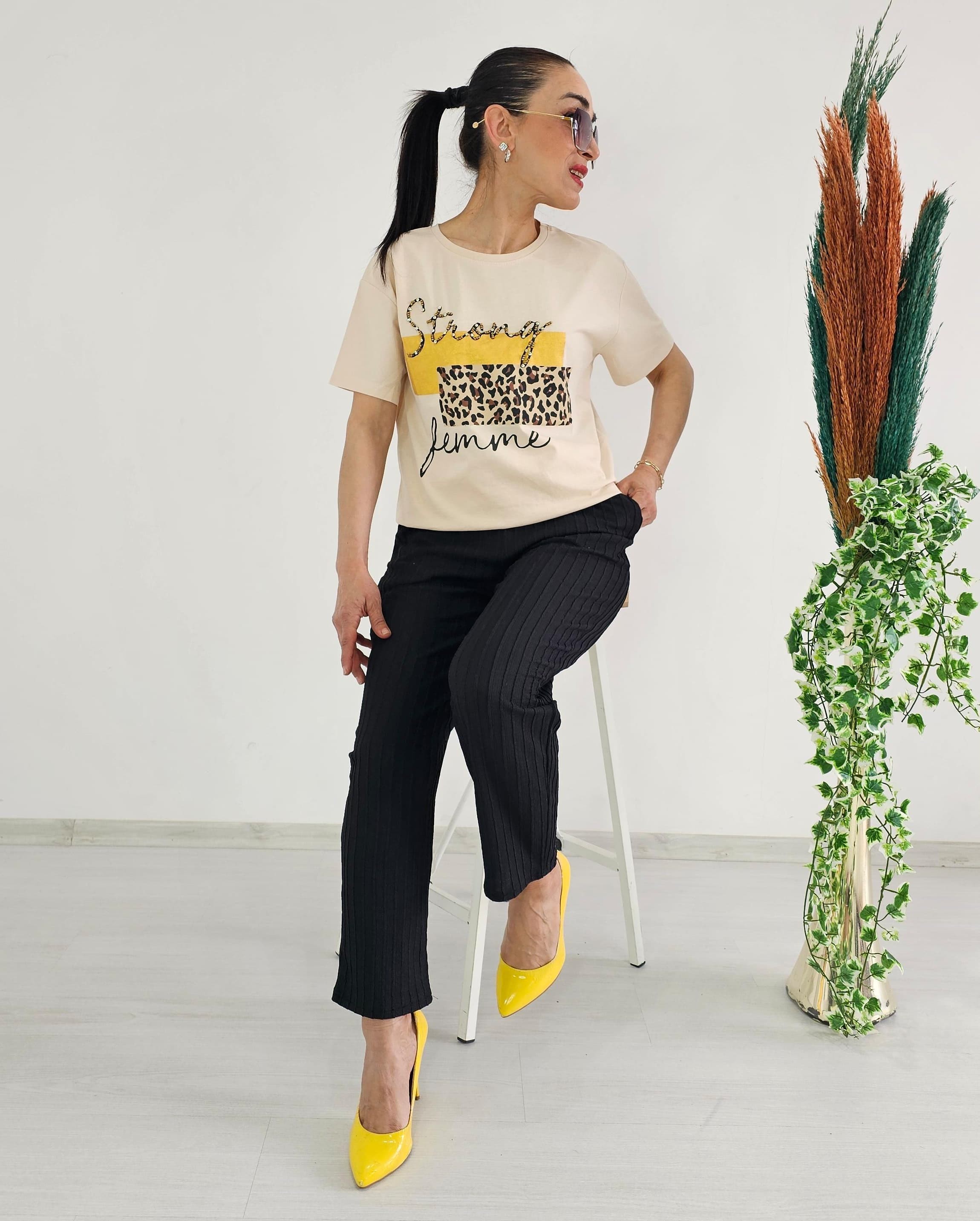 Fitilli Örme İp Detay Pantolon  - SİYAH