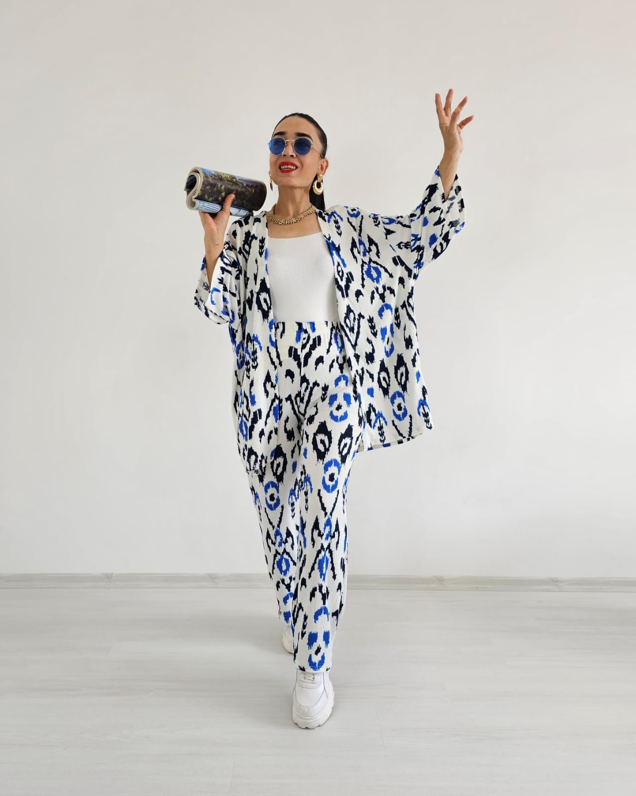 Zulaa Boya Desenli Kimono Takımı