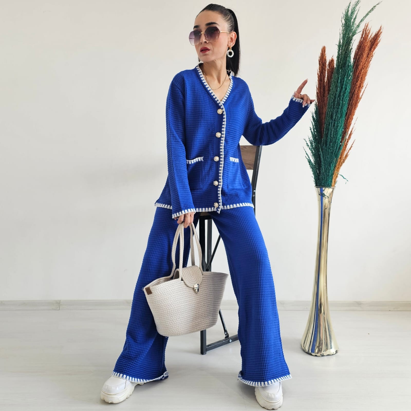İşlemeli Kroşetalı İkili Cotton Takım - SAKS