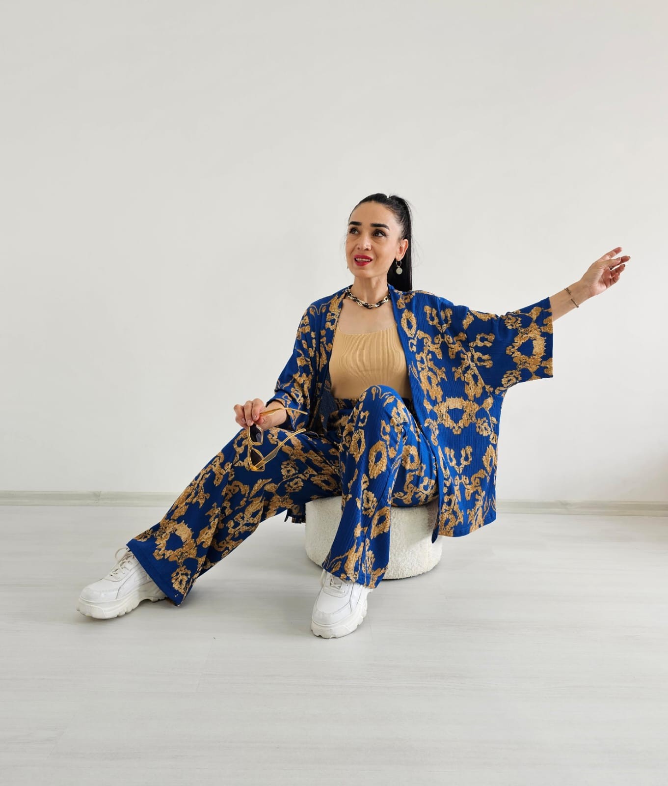 Salaş Zulaa New Desenli Kimono Takımı - Mavi