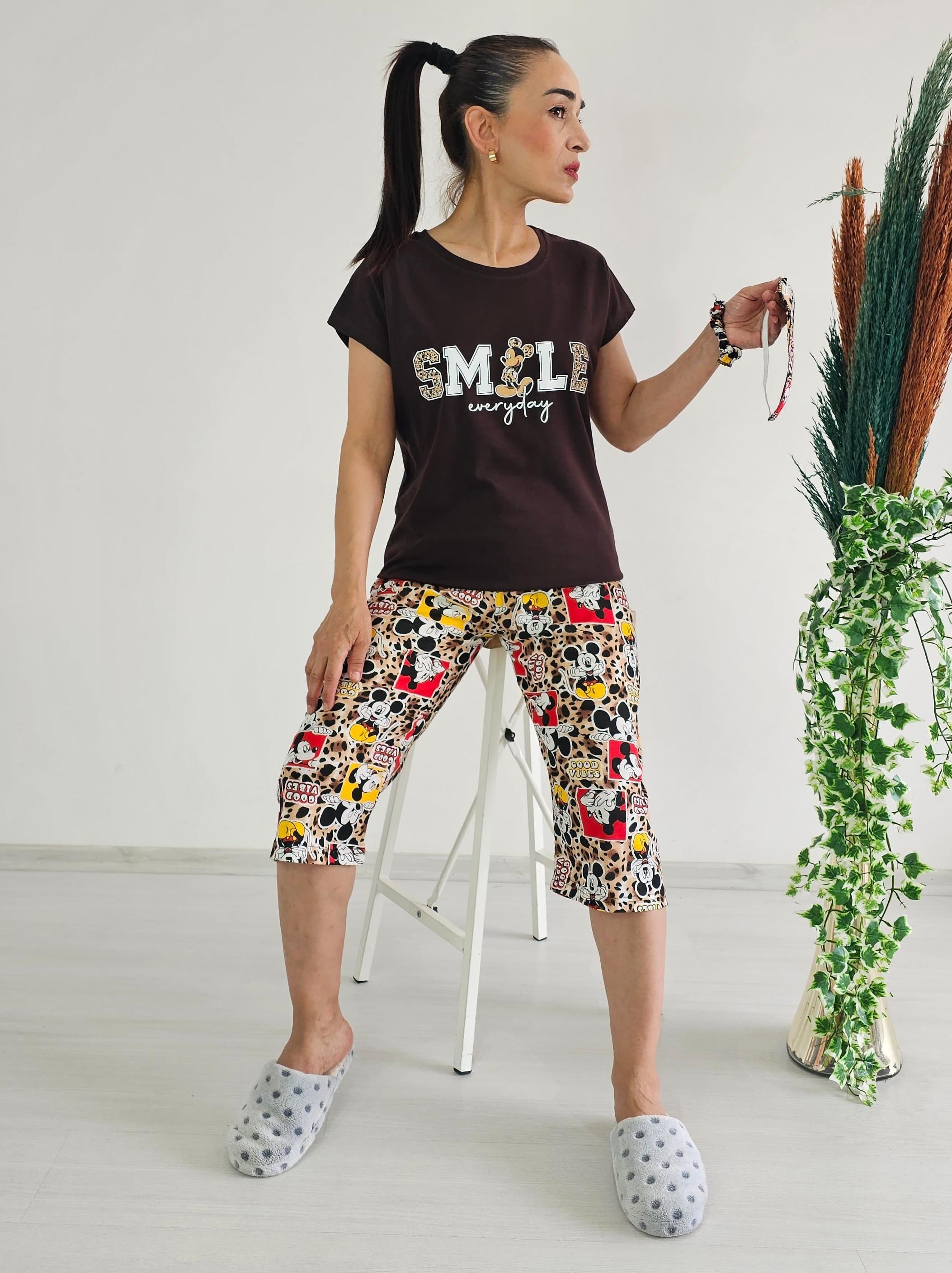 Kapri Smile Pijama Takımı - ACI KAHVE