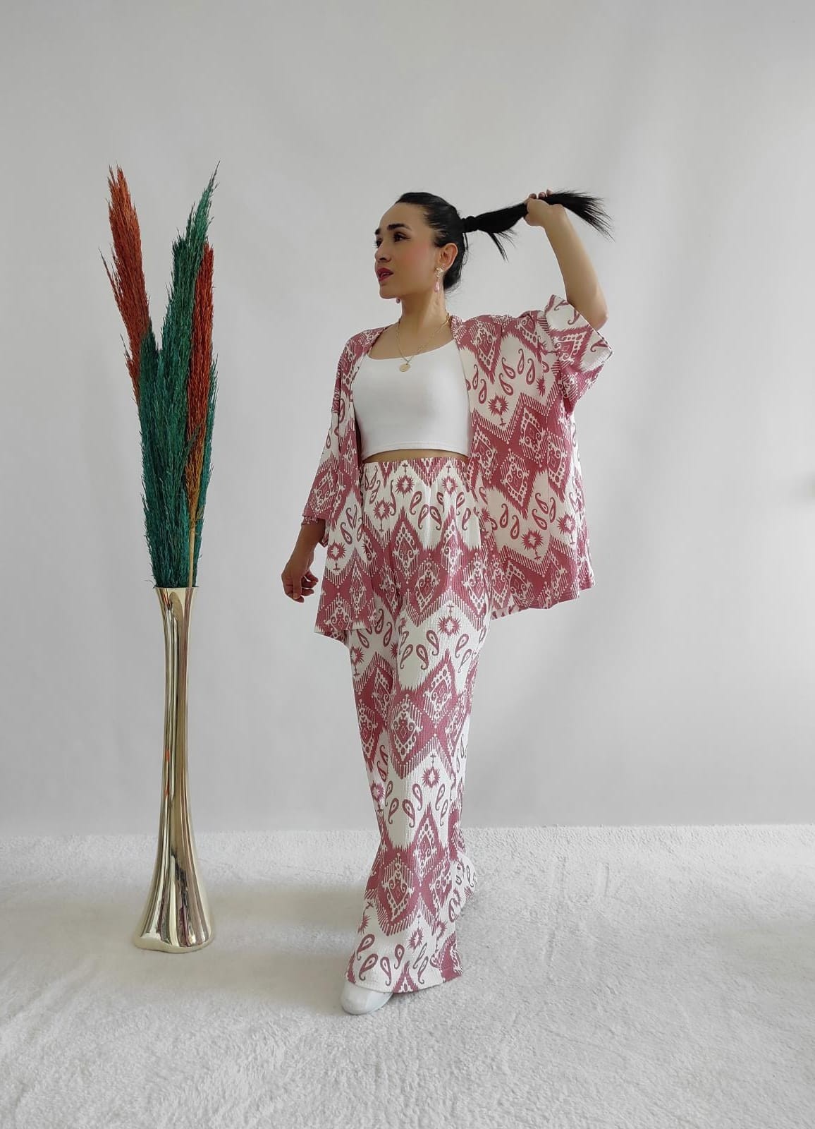 Desenli Kimono Takımı - PUDRA
