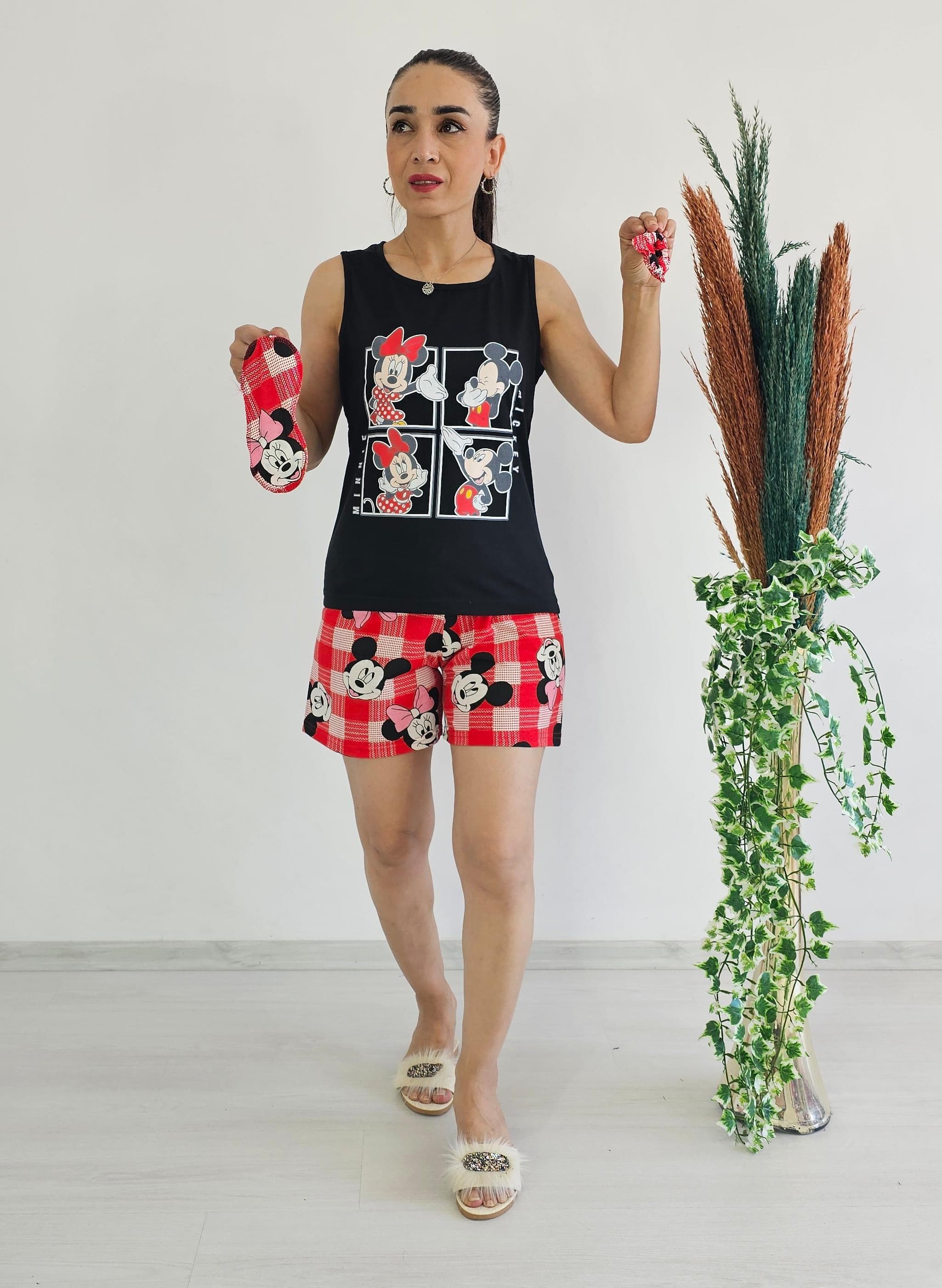 Tek Kalan Şortlu Pijama Takım - mickey siyah