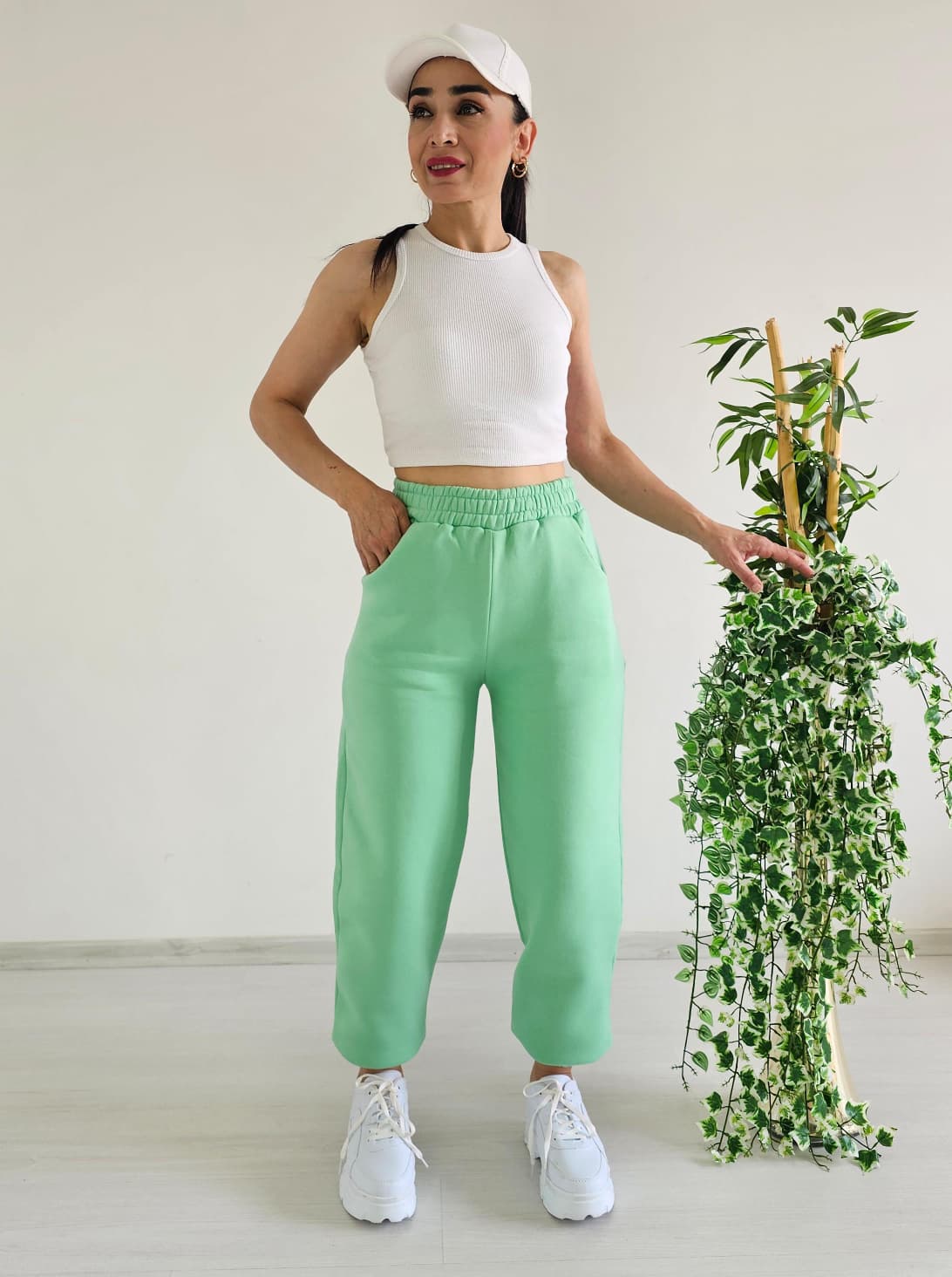 Sioo 3 İp Şardonlu Eşofman Altı - SU YEŞİLİ