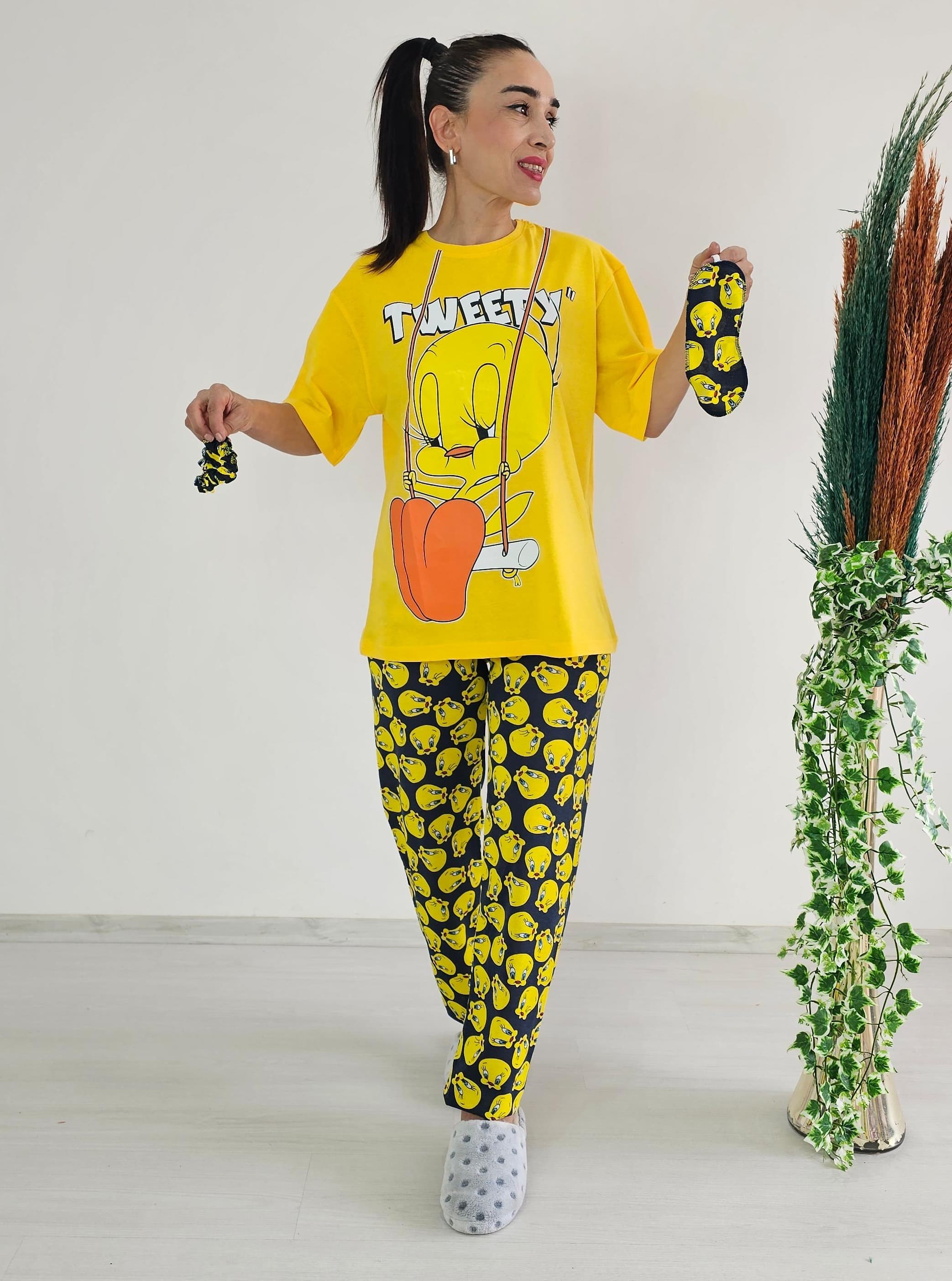 Tweety Geniş Paça Pijama Takımı - SARI