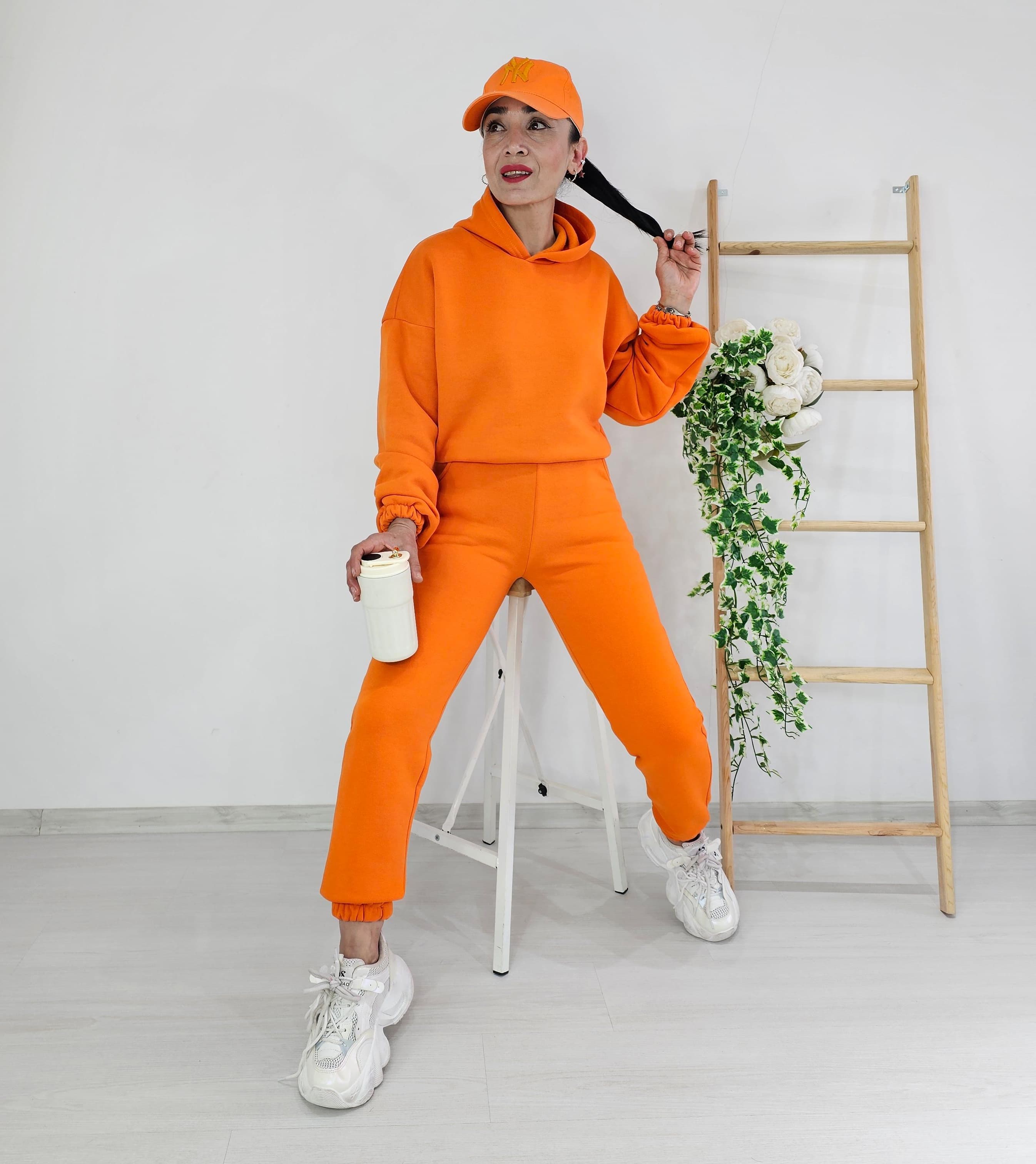 New 3 İp Şardonlu Eşofman Takımı  - ORANJ