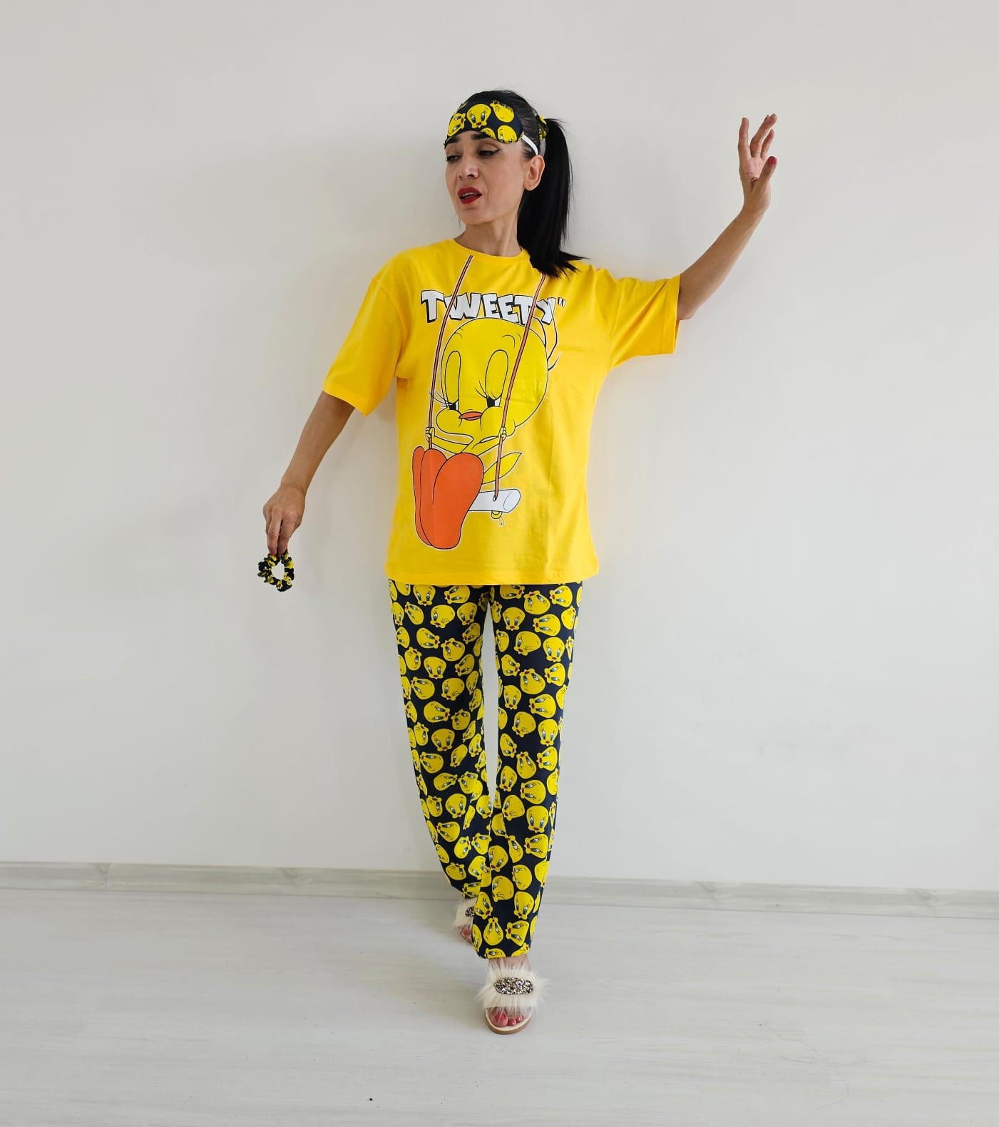 Tweety Geniş Paça Pijama Takımı - SARI