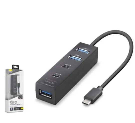 iETOP TU0529 Type-C 3.2 Gen1 Hub 4 Port 5 Gbps 80 cm Siyah