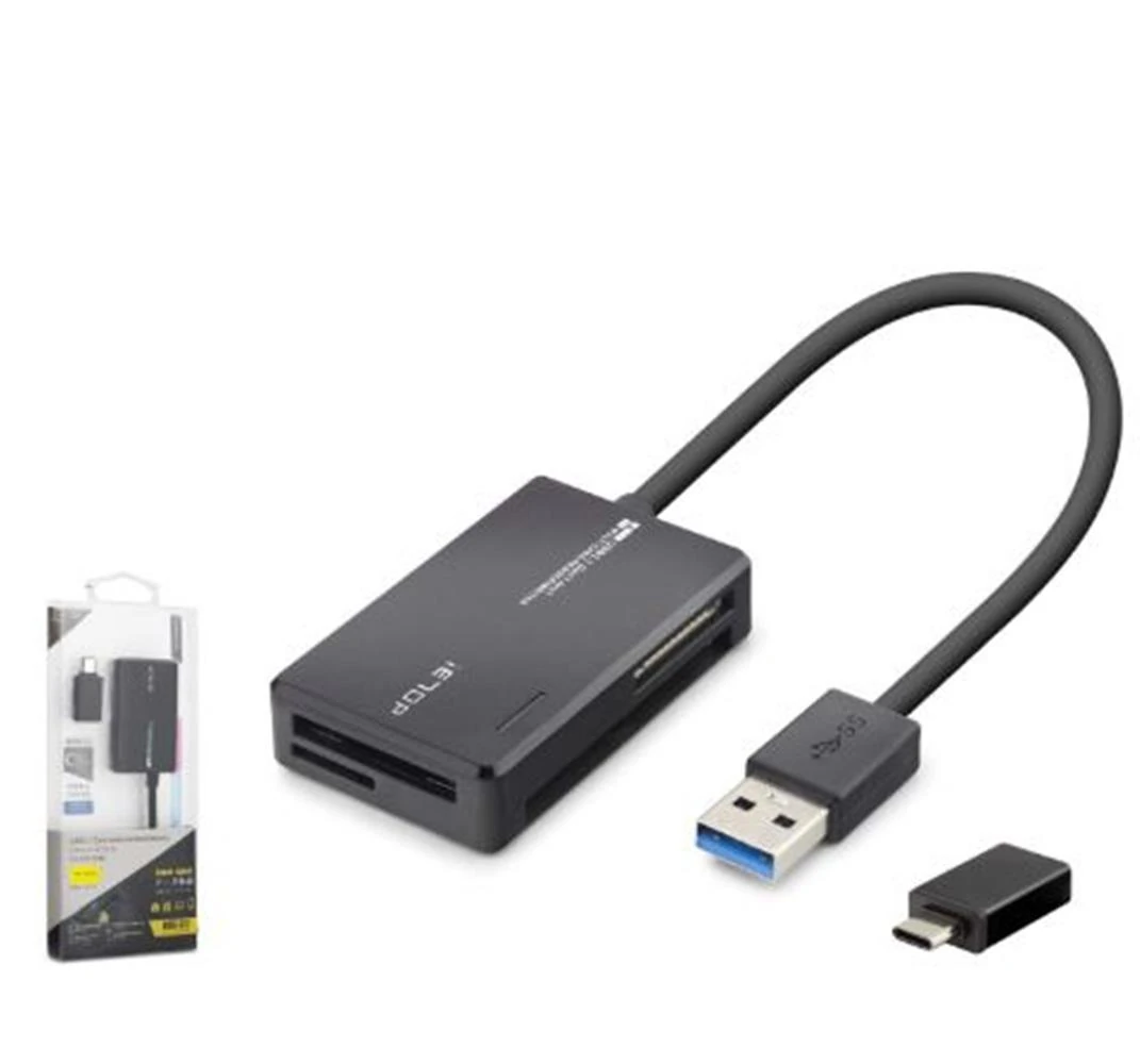 iETOP C313 USB Type-C 3.2 Gen1 All in One Kart Okuyucu CF SD MicroSD MS 5 Gbps Siyah