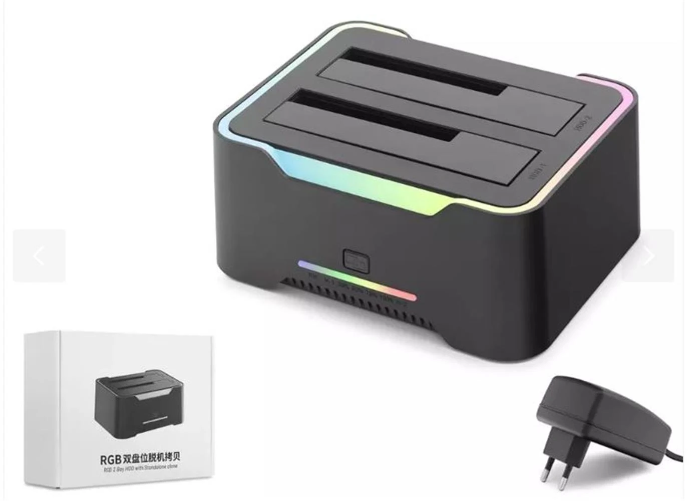 Hadron Hdx1790 HDD Docking – USB 3.0, 2.5 & 3.5 HDD-SSD, 8TB Destekli RGB Siyah