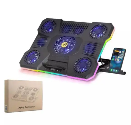 Hadron Dcxa21 Notebook Soğutucu 9-Fan + Telefon Standı 14-18 RGB Siyah