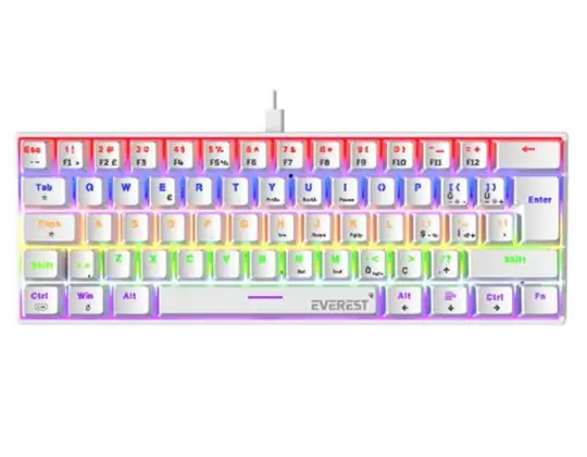 Everest Amber Beyaz Type-C Bağlantılı RGB Ledli Mekanik Gaming Oyuncu Klavye Q Red Switch